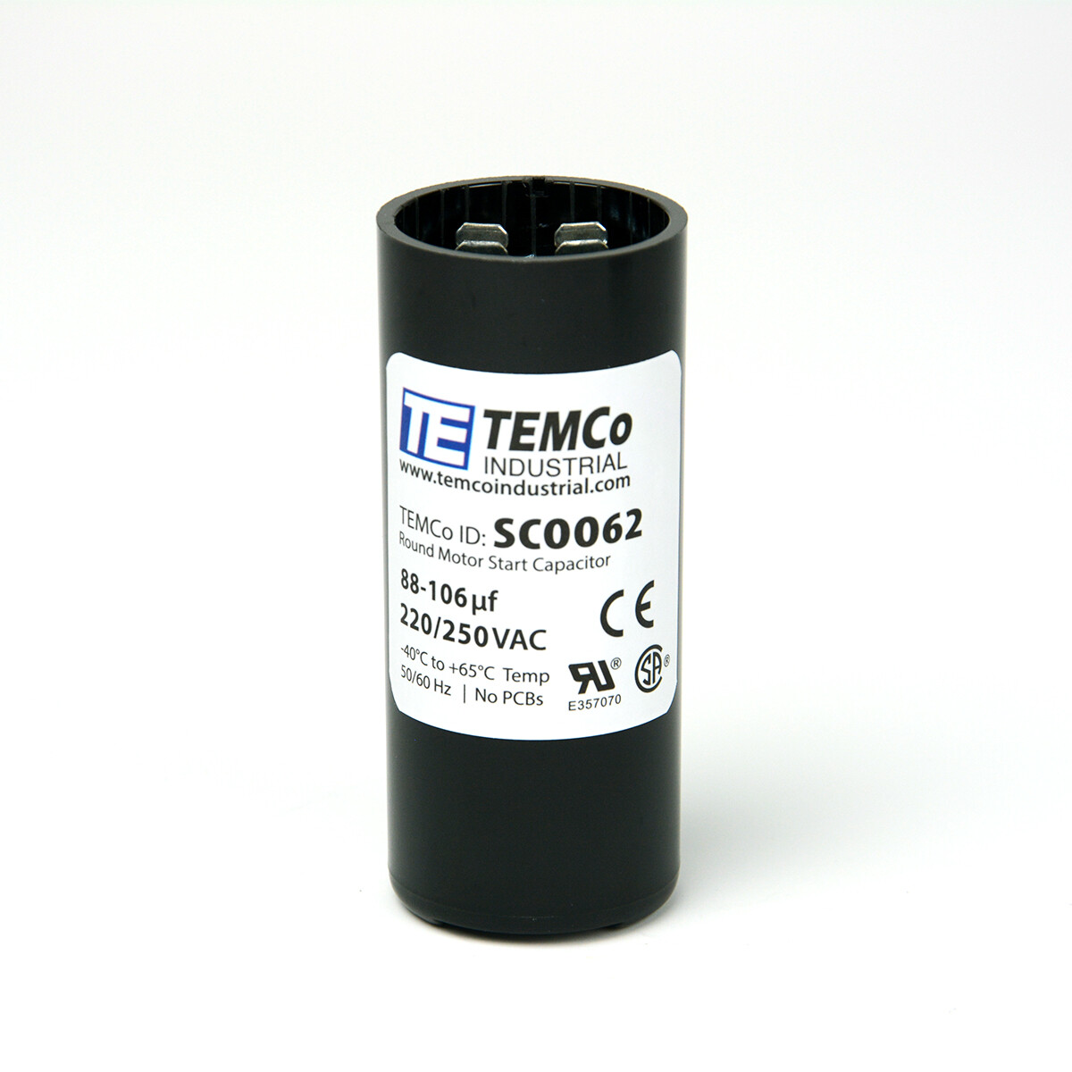 TEMCo 88-106 uf/MFD 220-250 VAC volts Round Start Capacitor 50/60 Hz -Lot-2