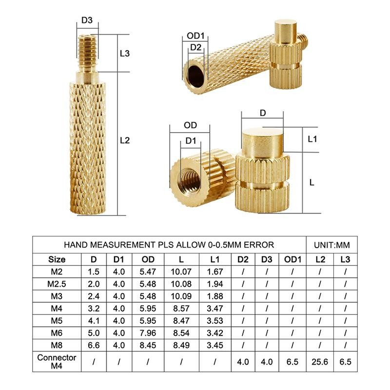 Brass Knurled Heat Insert Nuts for 3d Printer Plastic Hot Melt Thermal Tool Set