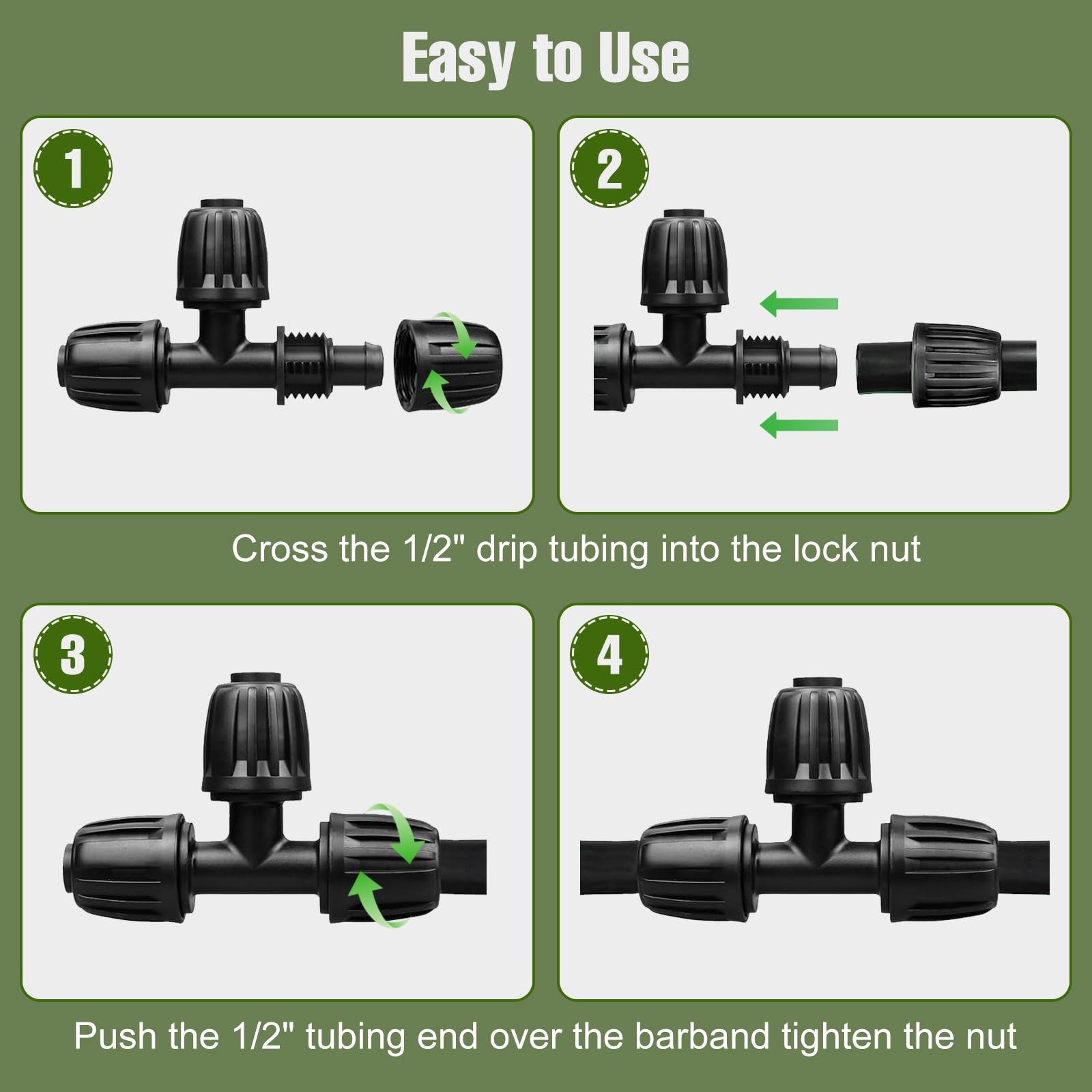 24 Pack 1/2 Inch Drip Irrigation Fittings Kits, 3/4″ to 1/2″ Adapter and Tee …