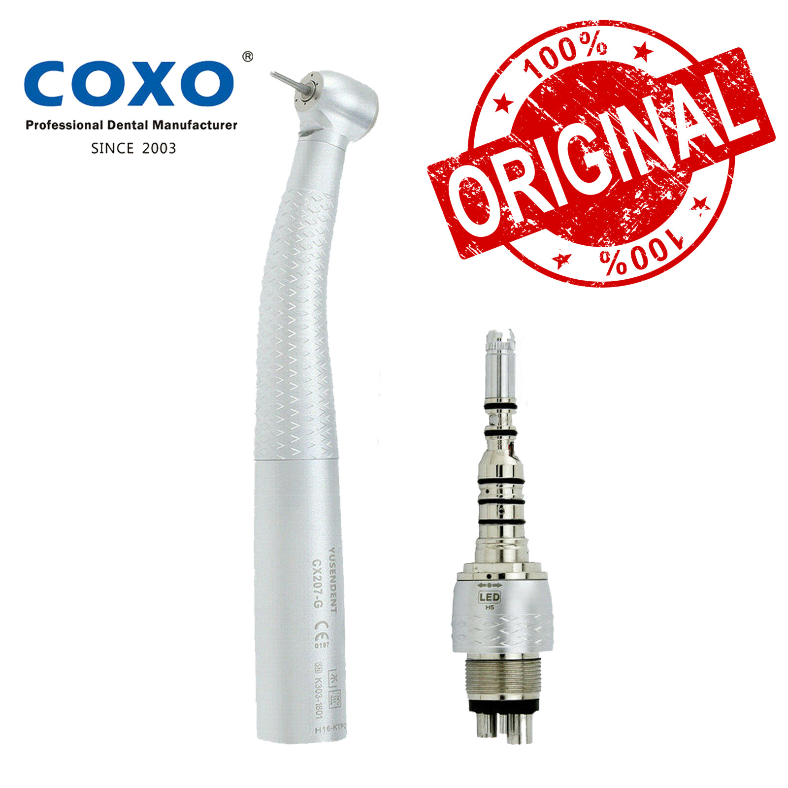 COXO YUSENDENT CX207-G Dental Fiber Optic LED High Speed Handpiece Air Turbine