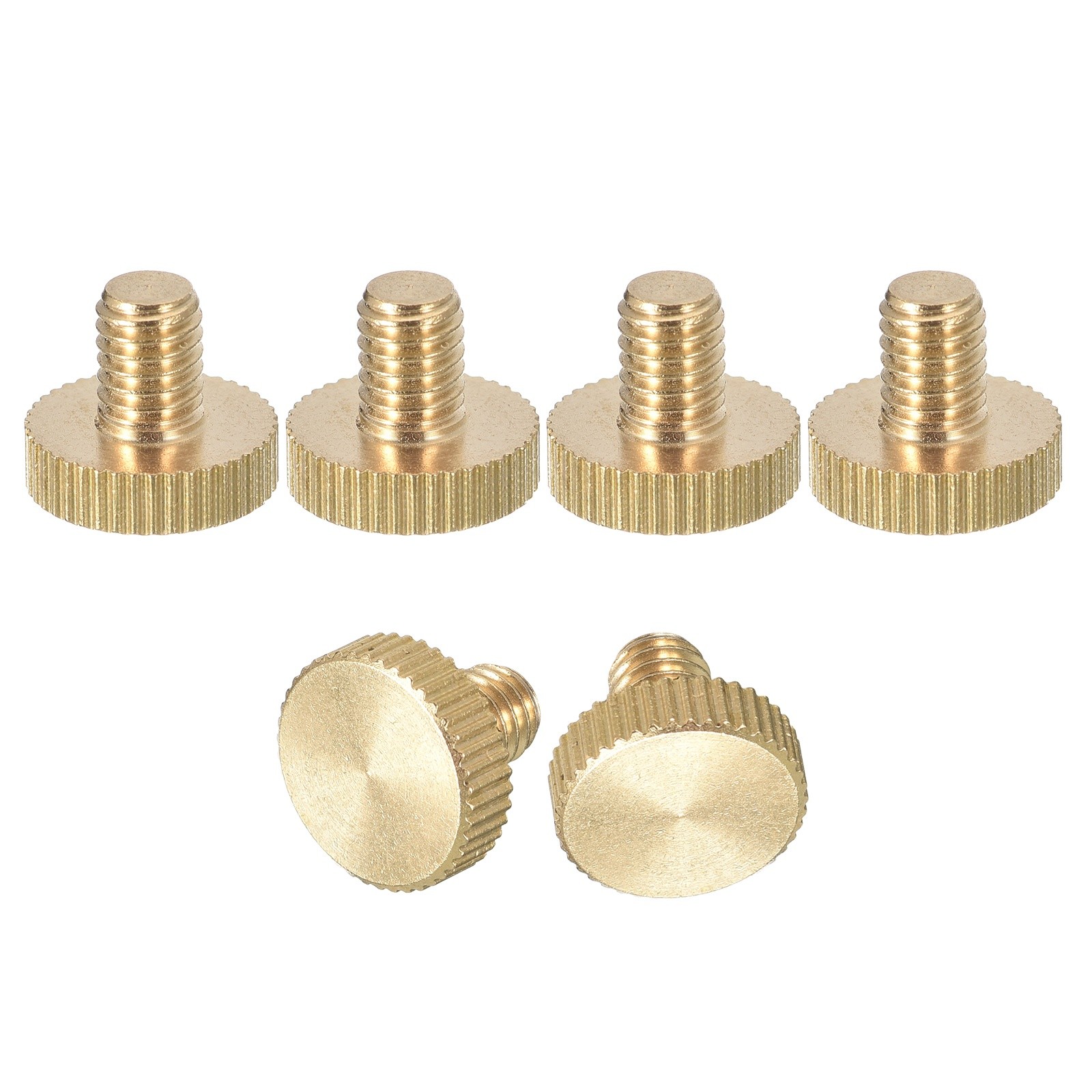 6 Pack M6x8mm Knurled Thumb Screw Flat Knurled Head Brass Thumb Bolts Grip Knob