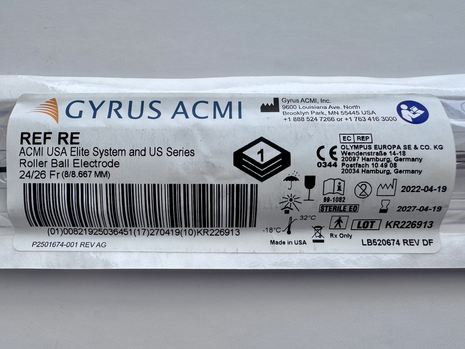 GYRUS ACMI Elite System Roller Ball ELECTRODE 24/26 Fr REF RE
