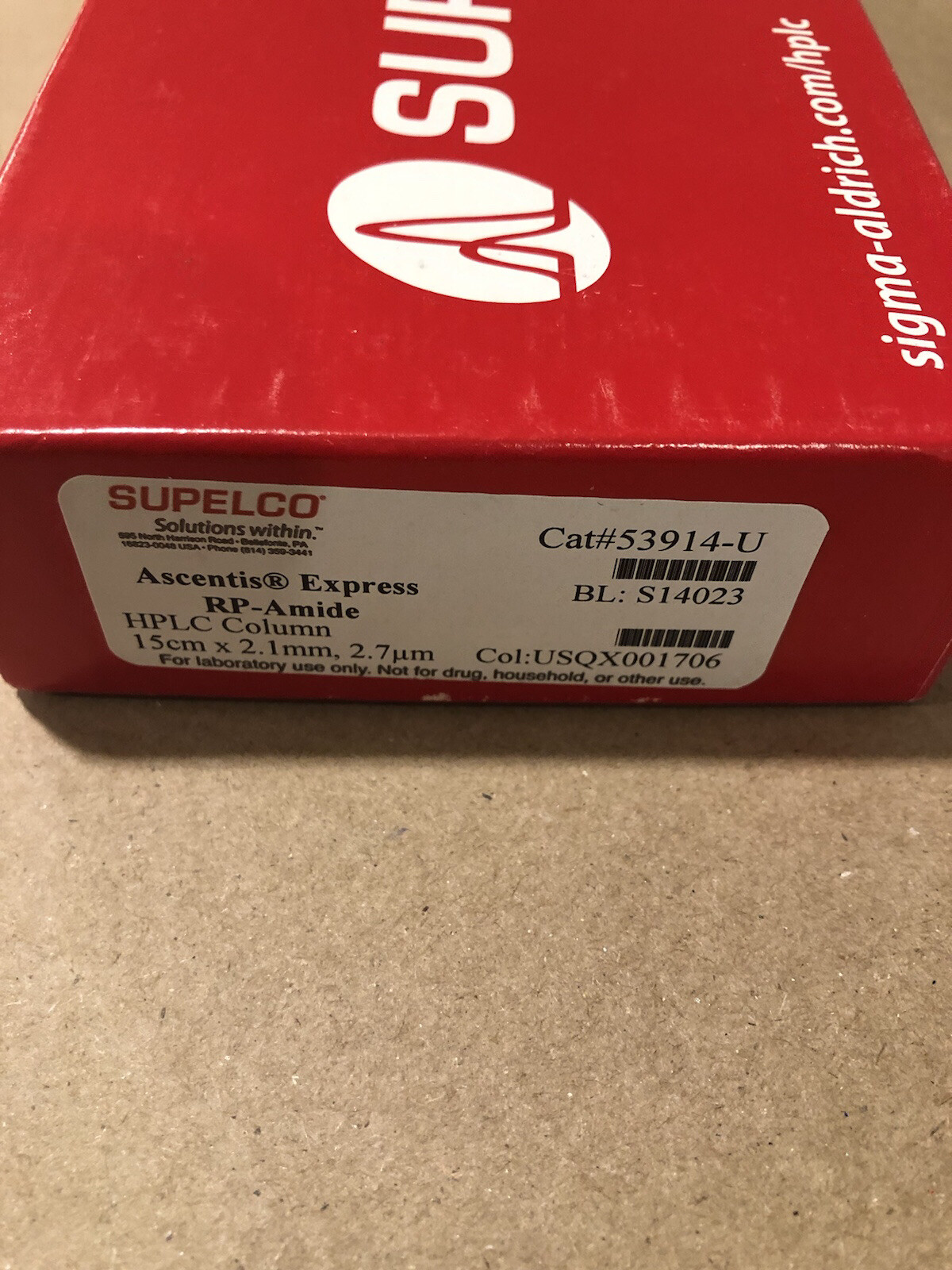 HPLC column Supelco Ascentis RP-Amide, 2.7μm 150×2.1 mm New In Opened Box