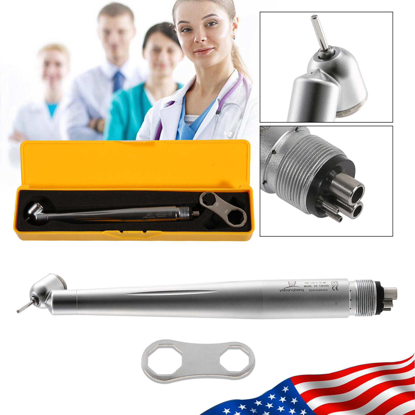 NSK Style Dental 45 Degree Surgical High Speed Handpiece Push Button 4 Holes OR
