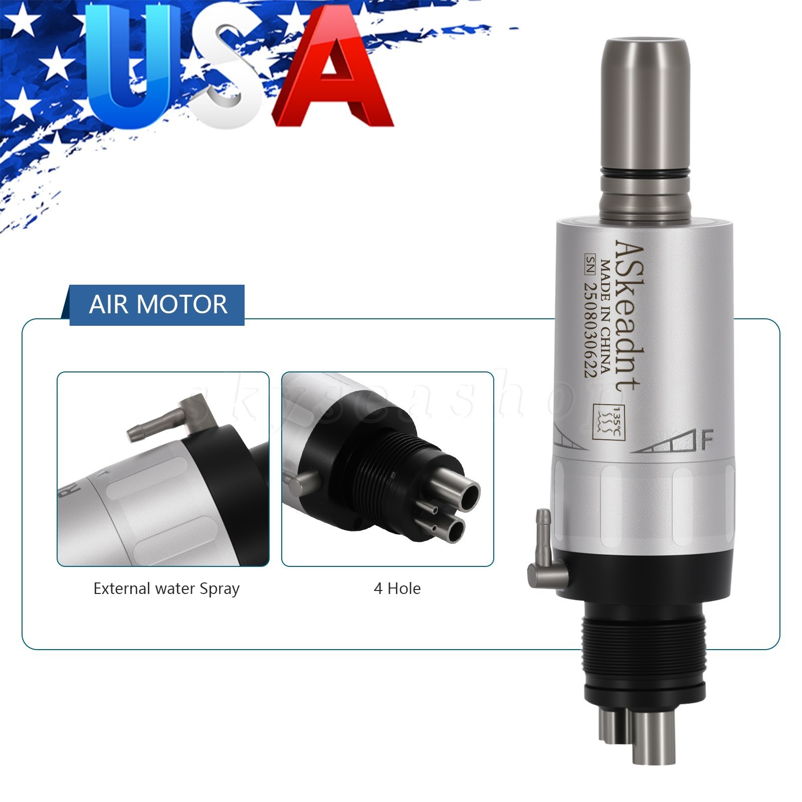 ASkeadnt Dental slow low Speed Handpiece Air Motor 4 Holes E-Type Connector FX