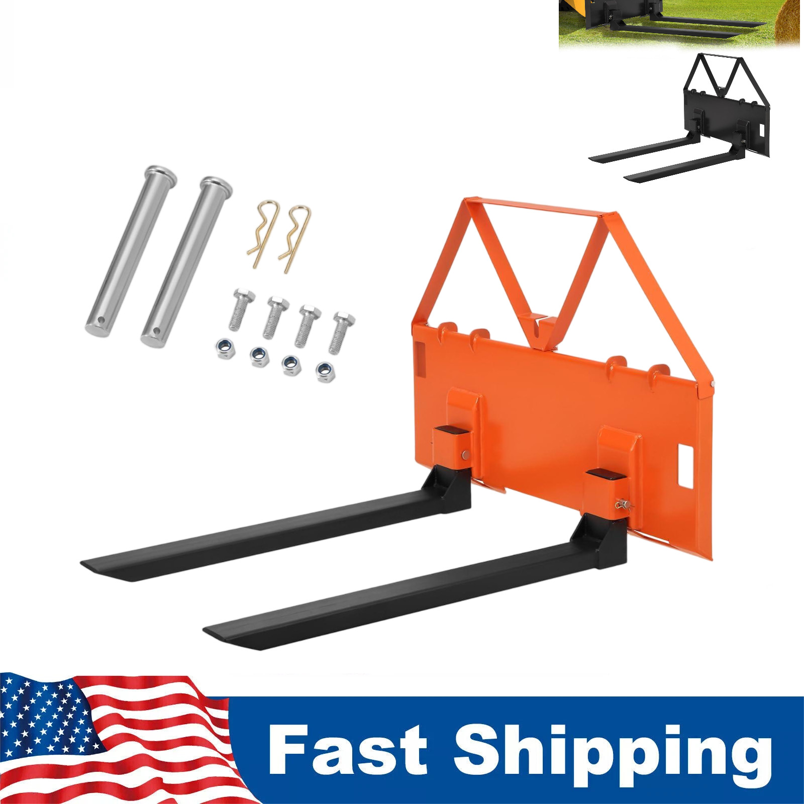 Garvee 46″ Heavy Duty Pallet Fork Attachment for Tractor & Skid Steer Quick Atta