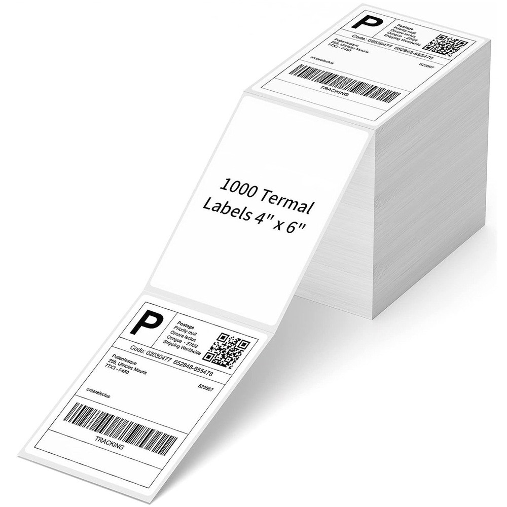 Direct Thermal Shipping Label 1000 Labels / Stack Fanfold 4 x 6 Inch Fan Fold
