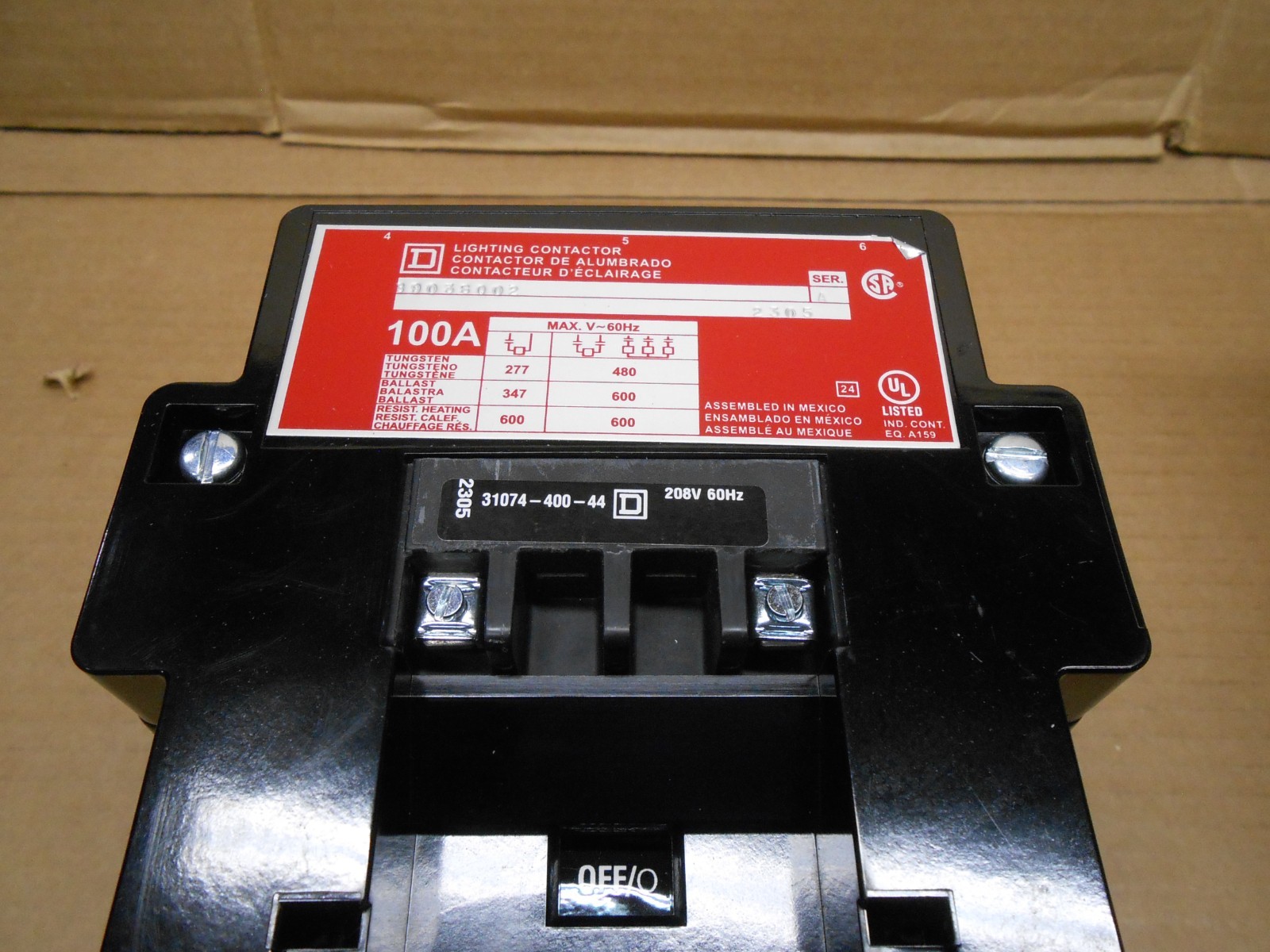 SQUARE D 8903SQO2V08 LIGHTING CONTACTOR ELECTRICALLY HELD 208V COIL (2 AVAIL)