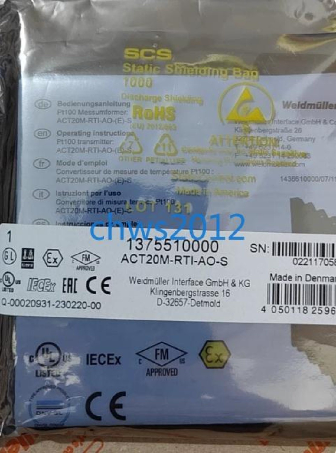 1 PCS Brand New Weidmuller Signal Isolator ACT20M-RTI-AO-S 1375510000 #tp