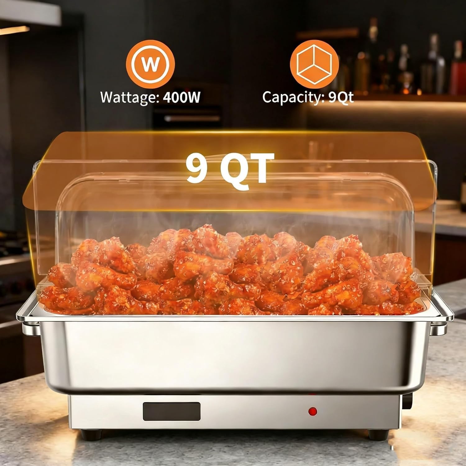 Garvee 9QT Electric Chafing Dish Set Temp Control Stainless Steel Buffet Warmer