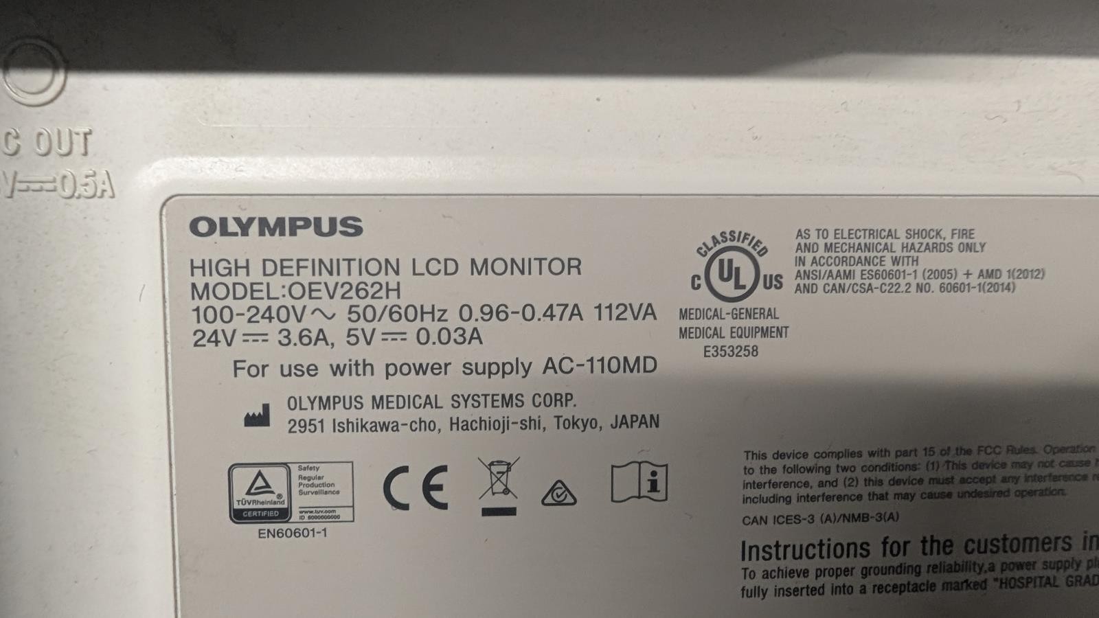 Olympus OEV262H 26-inch LCD Surgical Monitor