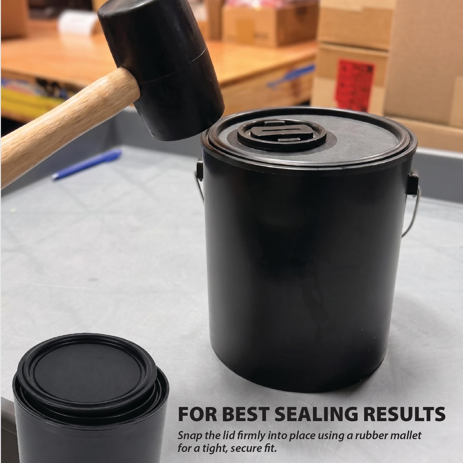 Plastic Paint Can Bucket 1 Gallon Pack of 2, w/Lid & Handle