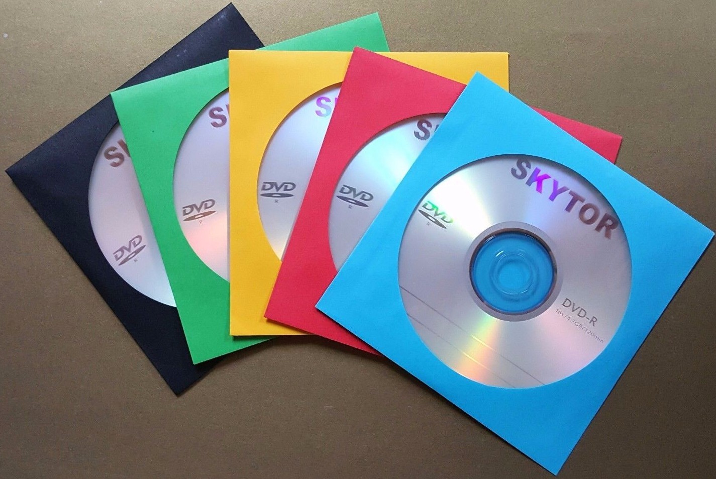 100 CD DVD Assorted Multi Color Paper Sleeves with Window and Flap Envelopes