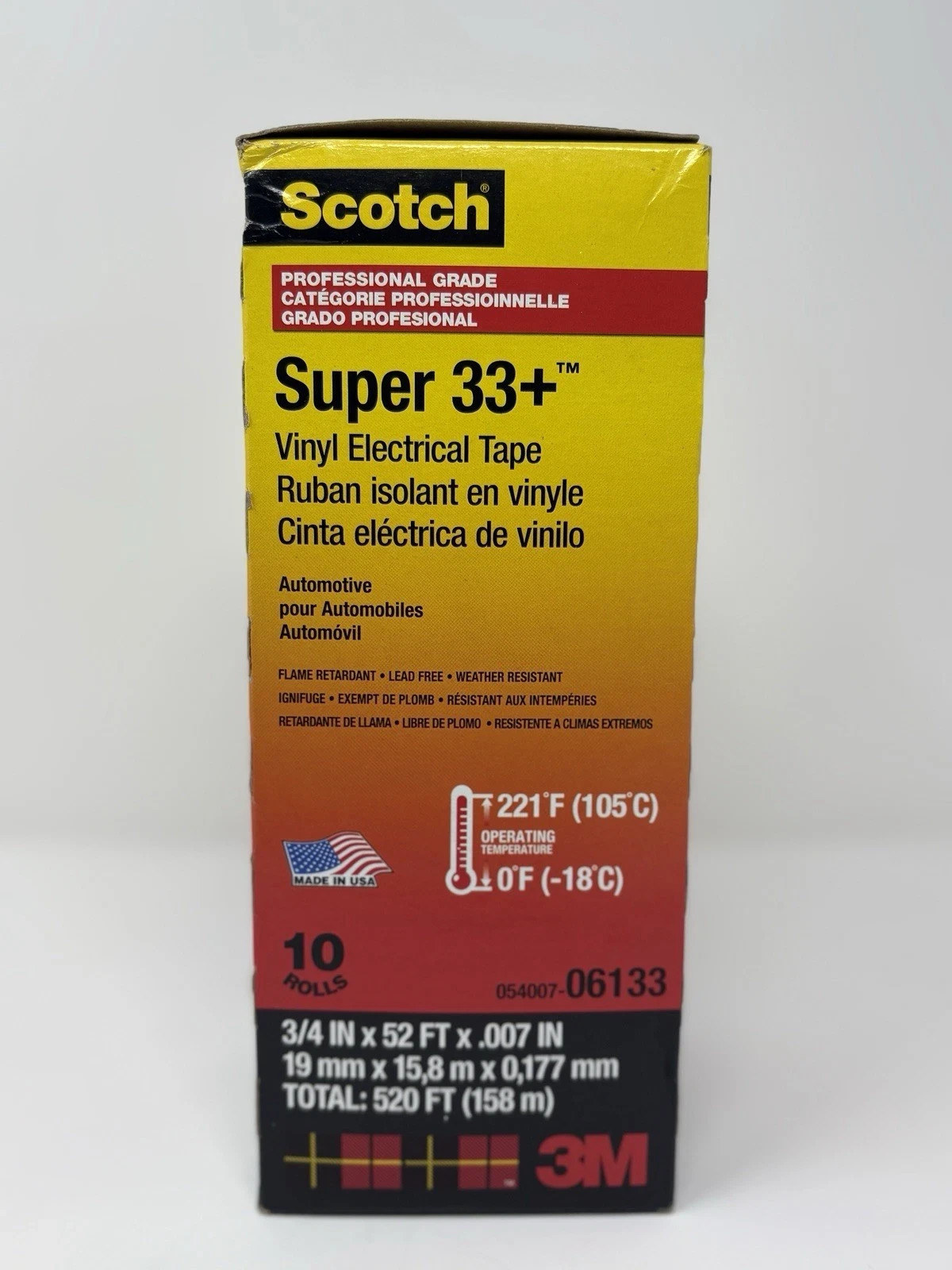 (10 PACK) 3M Scotch Super 33+ Vinyl Electrical Tape 06133 I 3/4″X 52FT