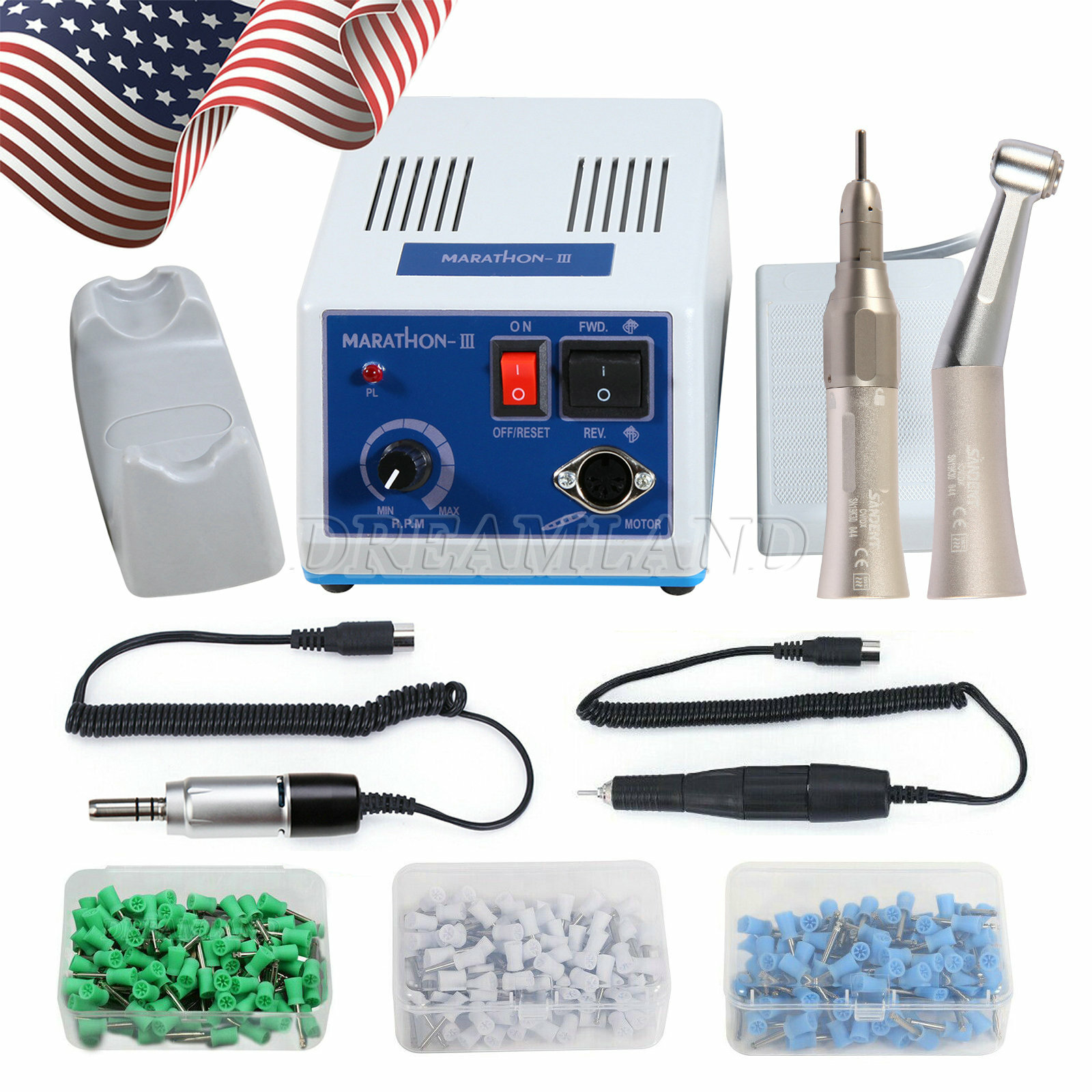 Dental Lab MARATHON -III MICROMOTOR Electric 35000 RPM Handpiece Polishing Burs
