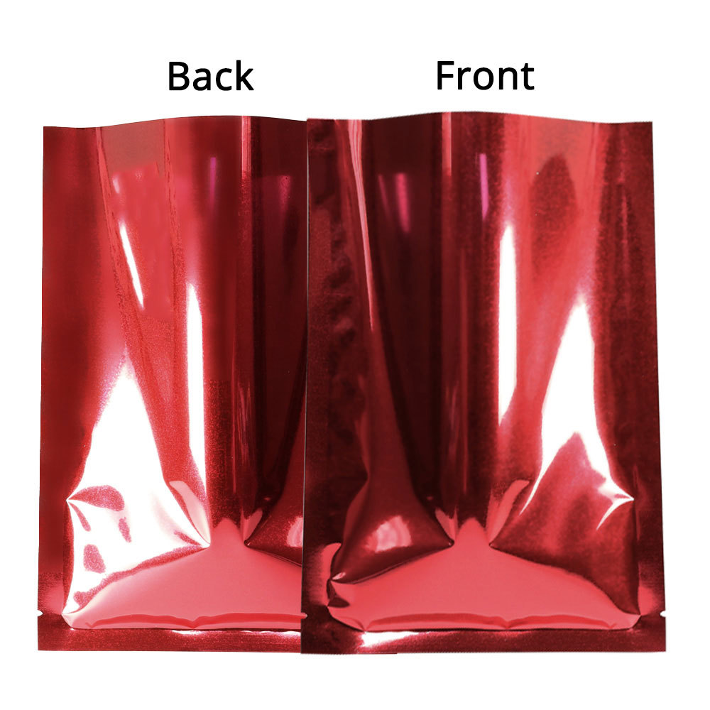 Many Sizes for Glossy Red Flat Foil Mylar Heat-Sealable Open Top Pouch Bag R05