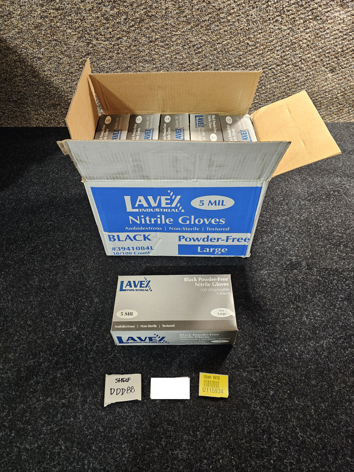 (QTY 1000) Lavex 3941084L Large Black Nitrile 5mil Gloves Powder & Latex Free