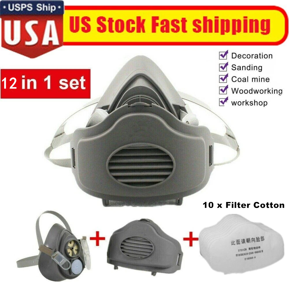 Premium Dust Respirator Mask with 10 Replaceable Filters for Industrial Protect