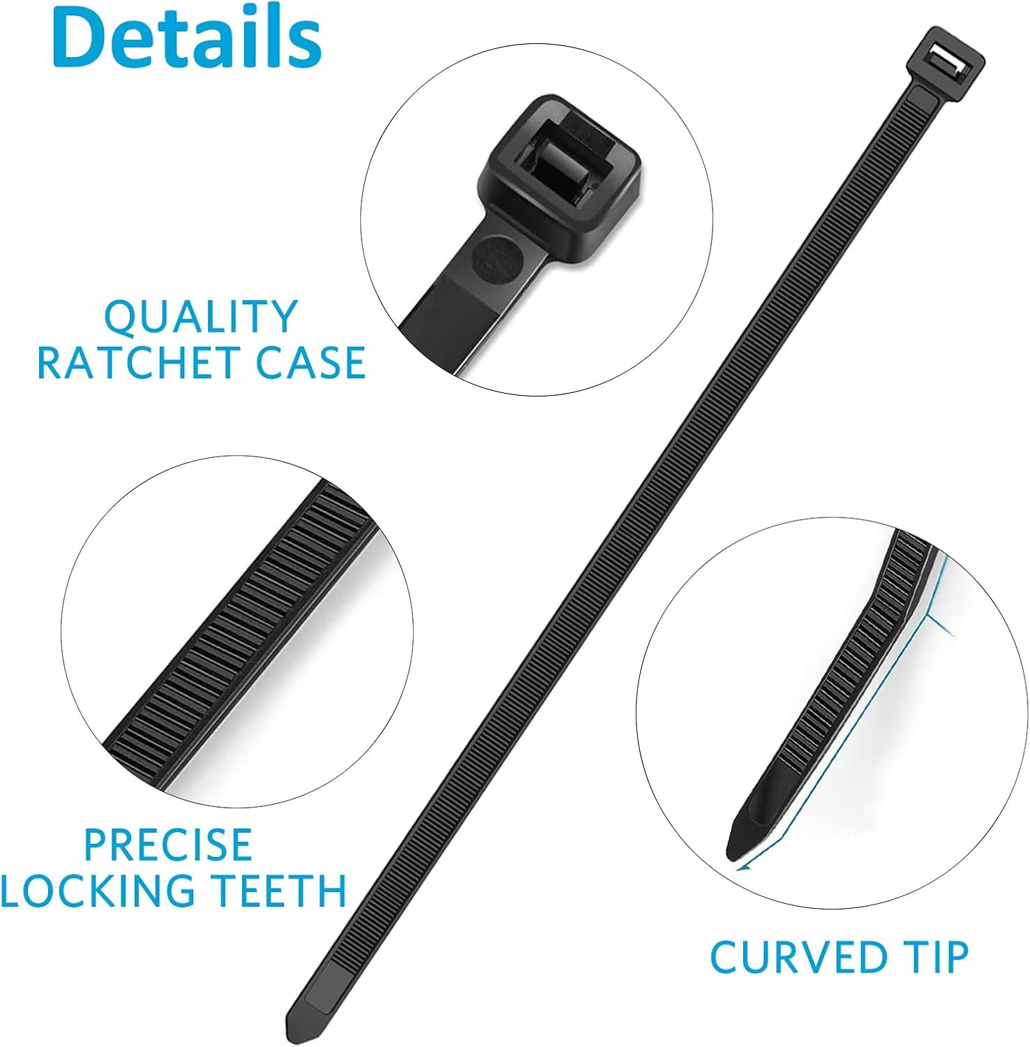 Zip Ties 12 Inch, Black Zip Ties 100 Pack, 40Lb, Cable Ties, Self-Locking Wire