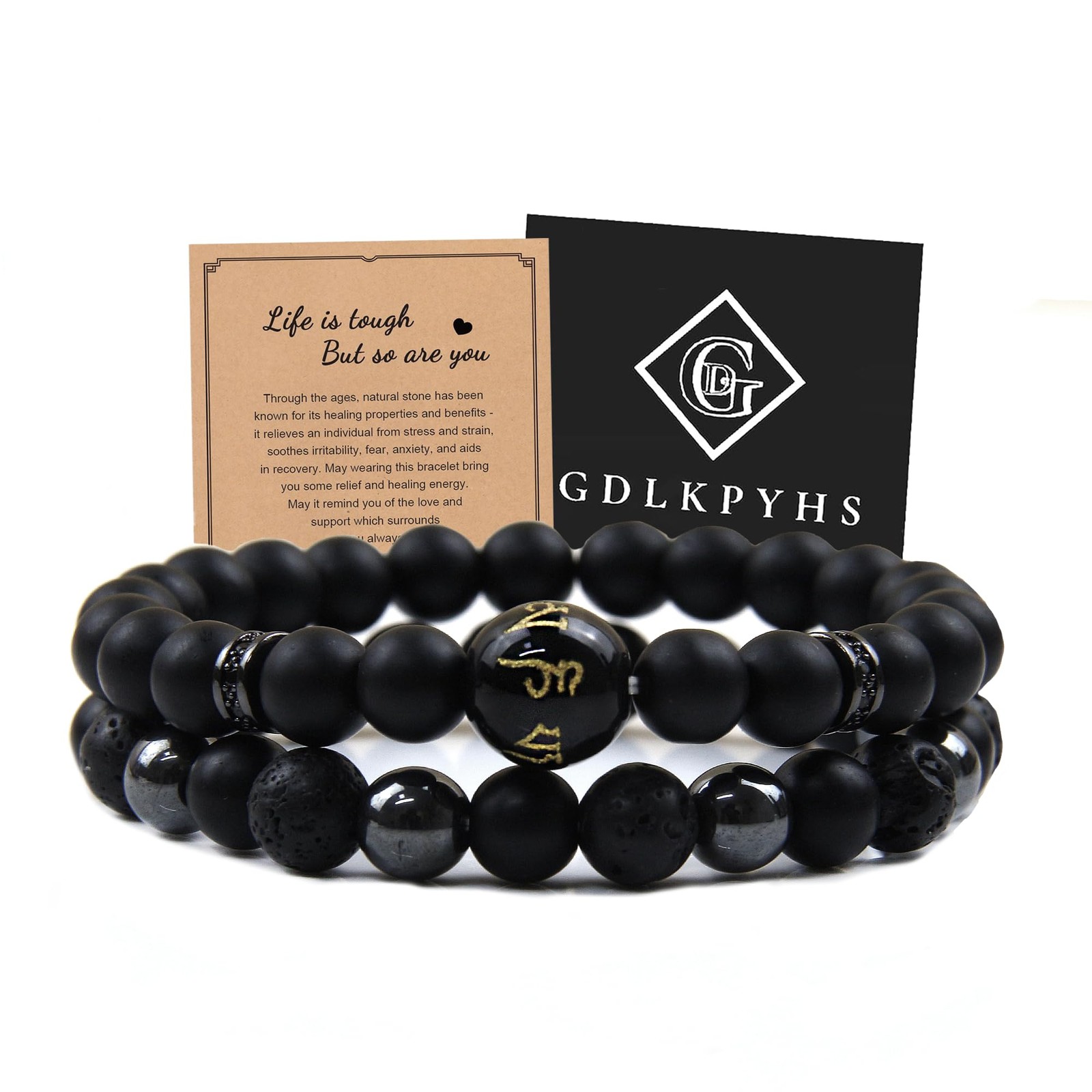GDLKPYHS Black Obsidian Feng Shui Bracelet for Men – Tourmaline/Onyx/Hematite