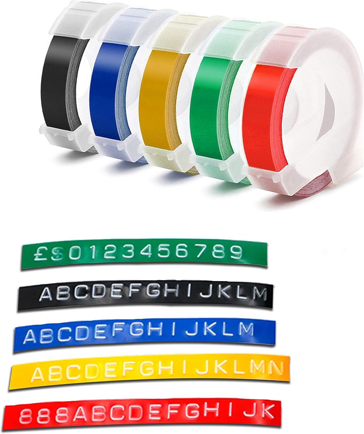 5PK Dymo 3D Embossing Label Tape 9mm for Dymo Organizer Xpress Label Maker 3/8″