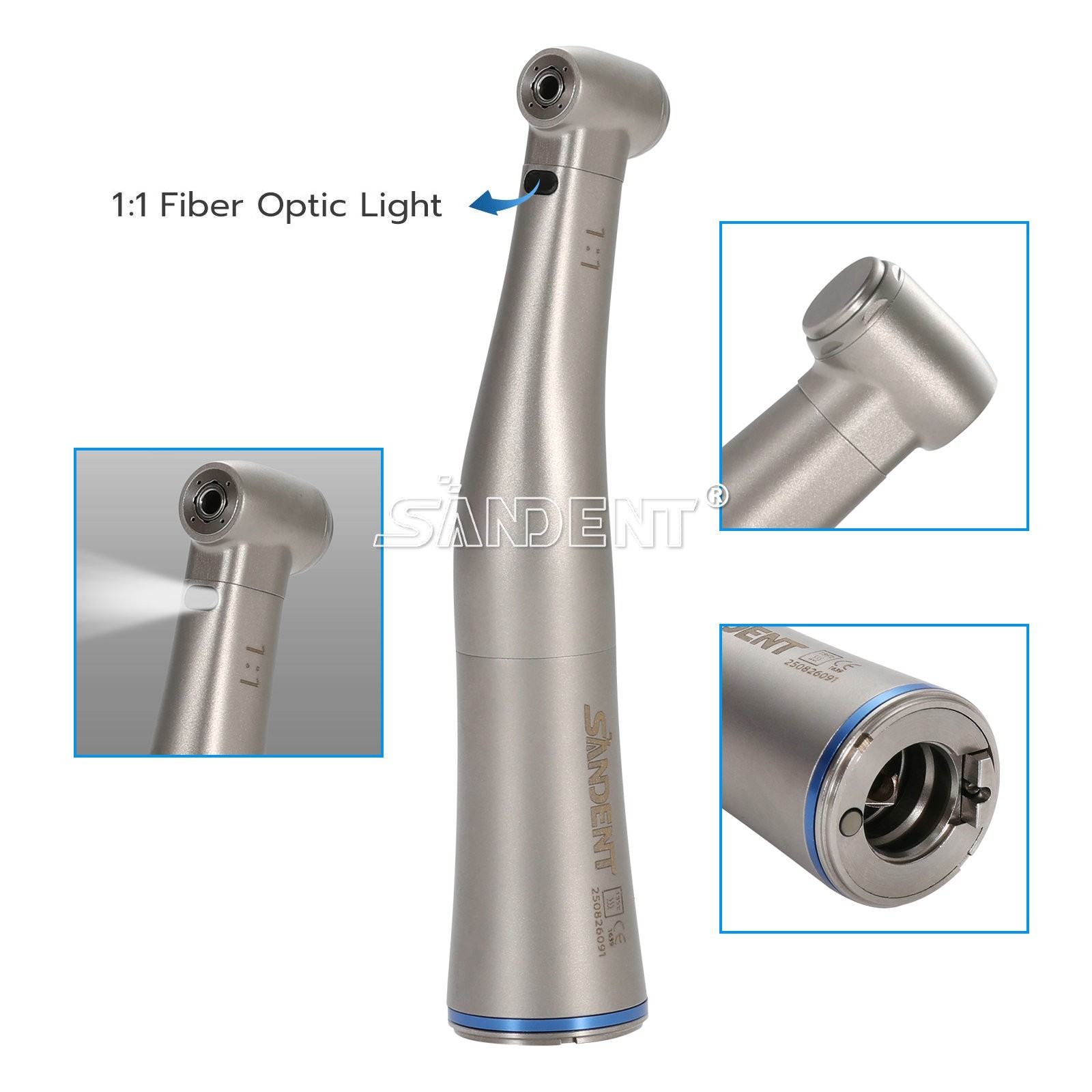 Dental 1:5 Fiber Optic LED Contra Angle Handpiece fit NSK E-Type Electric Motor