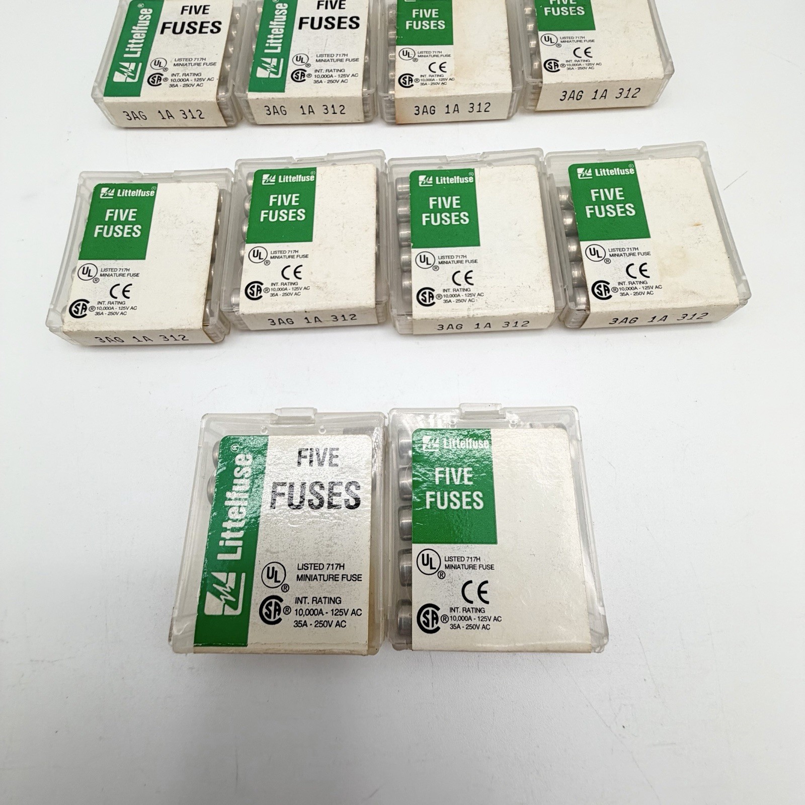 Littelfuse 3AG 1A 312 Fast-Acting Glass Fuse, 250V, New Open Box, Lot of 47