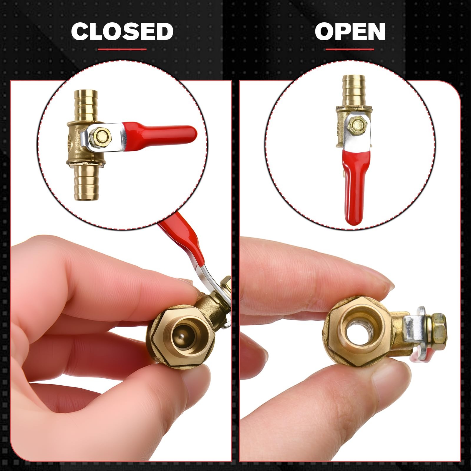 3/8 Inch Brass Mini Shut Off Ball Barb Valve, Hose Barb Valves for Air Water …