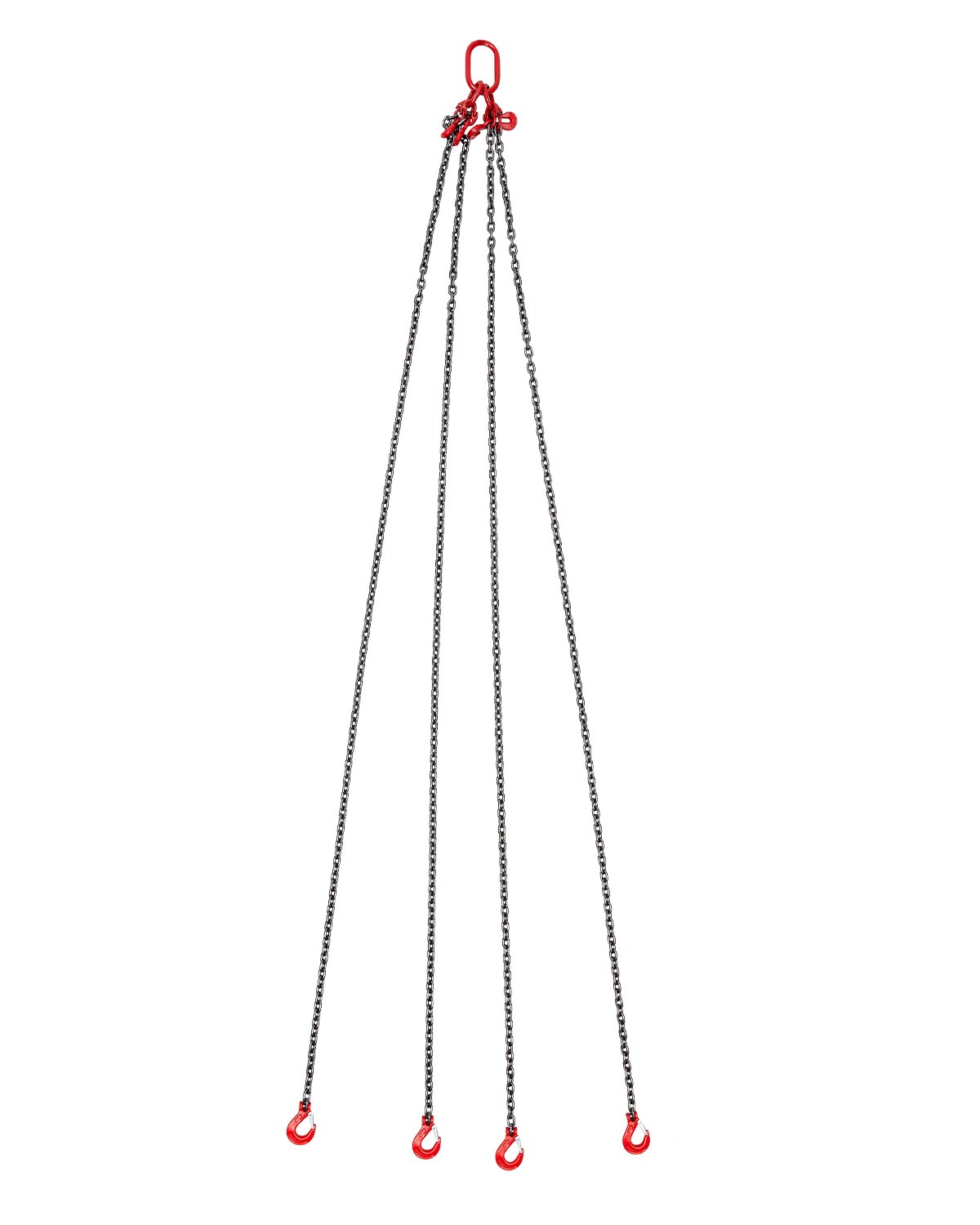 4-Leg G80 Chain Sling 3/8 in x 10 ft 18,400 lb With Grab Hooks and Adjusters
