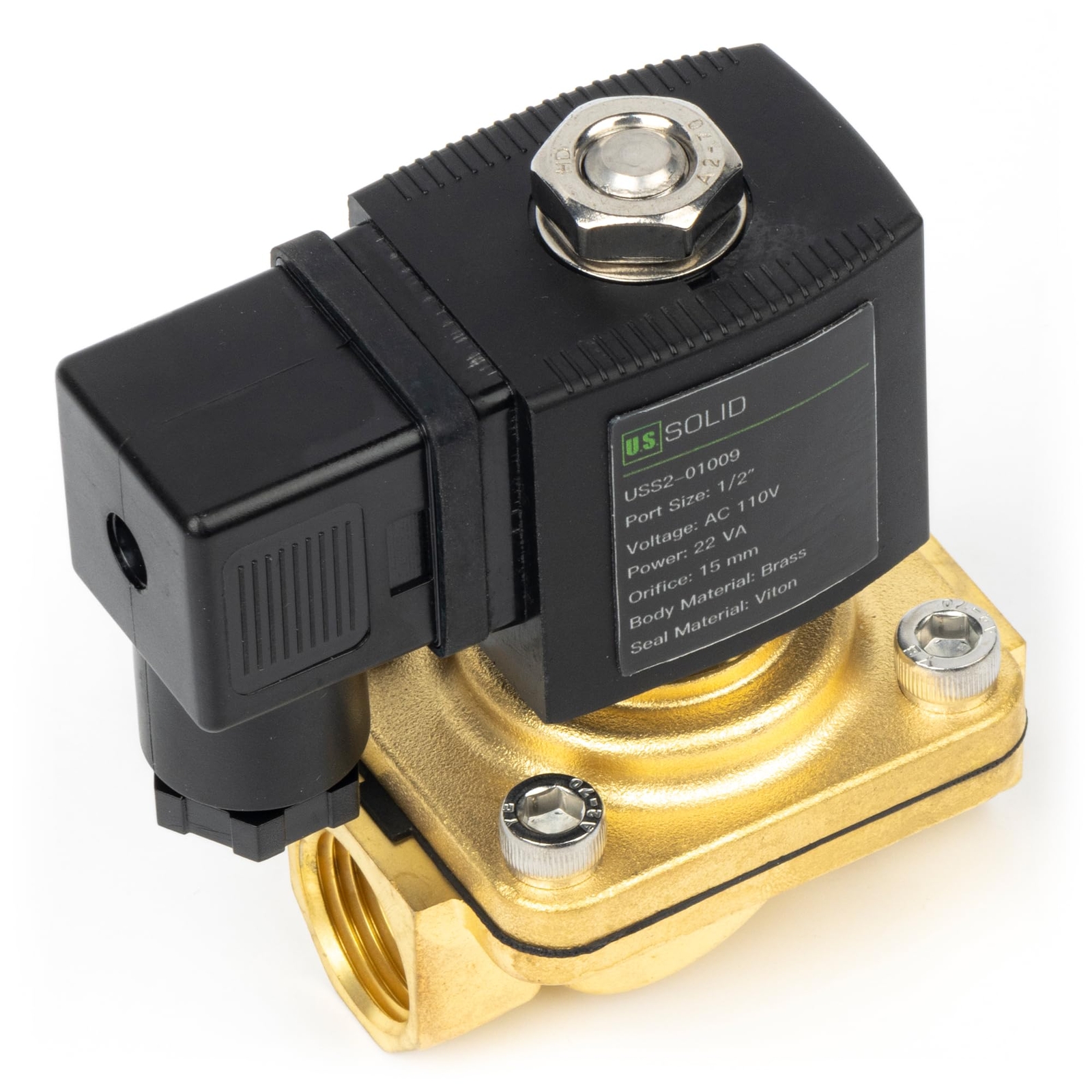 U.S. Solid 1/2 inch Brass Electric Solenoid Valve 110V AC Junction Box Type