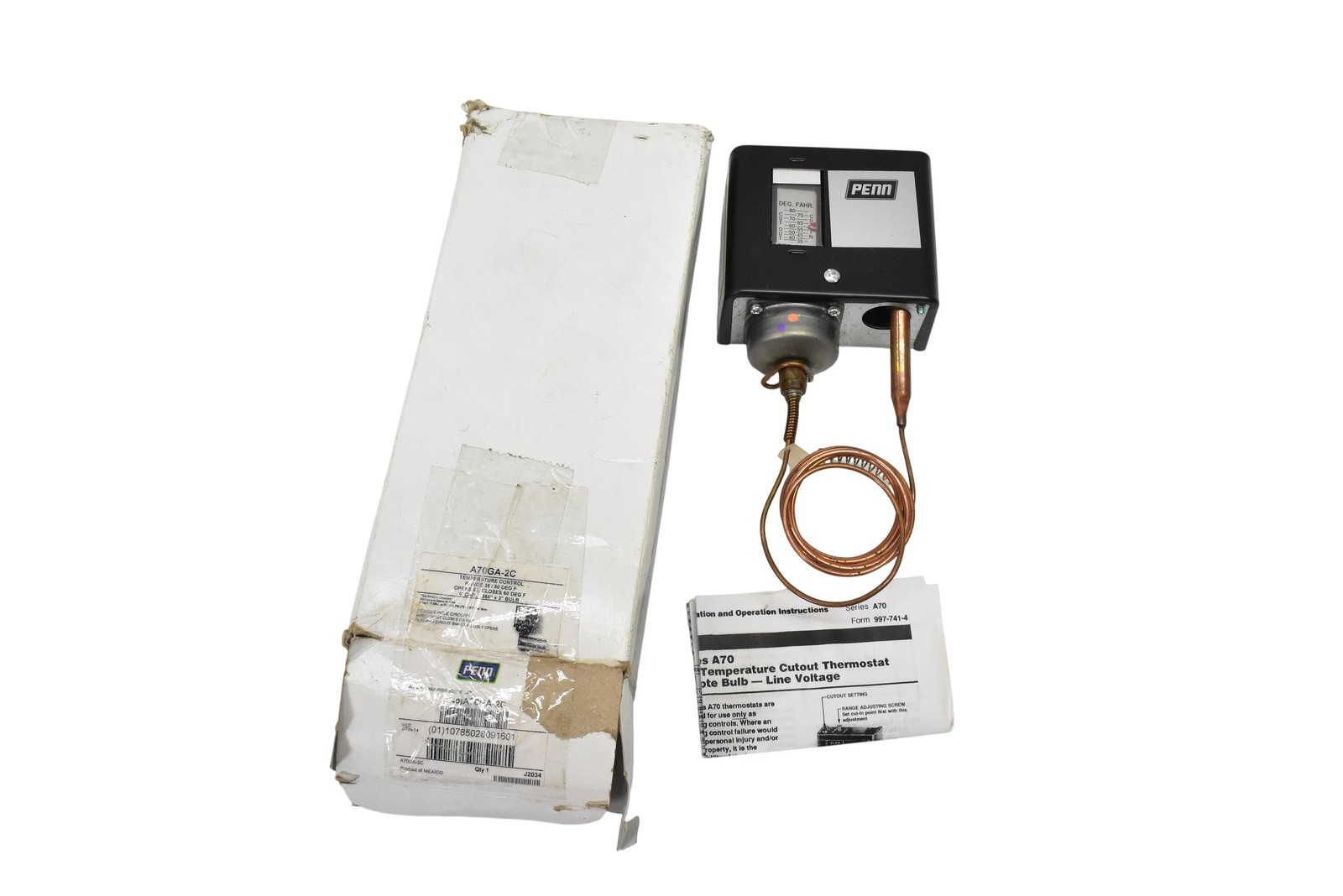 PENN A70GA-2C Temperature Control 240V Black Analog/Mechanical Non-Programmable