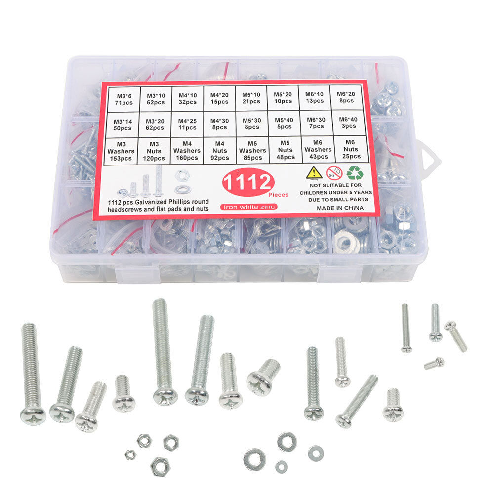 1080 Pcs Screws Bolts and Nuts Assortment Kit, Metric Machine Screws and Nuts