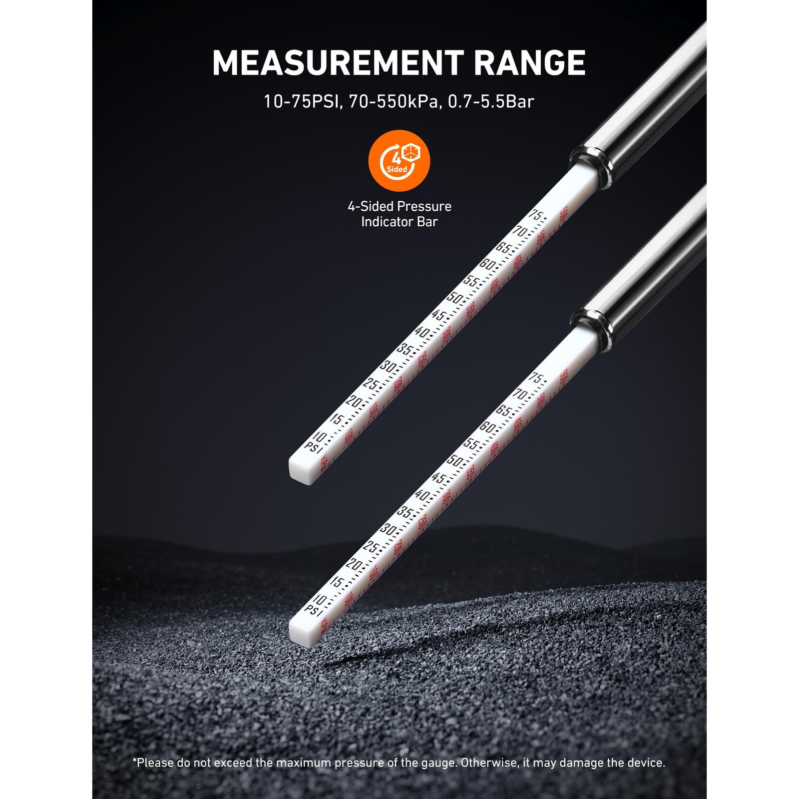 AstroAI Pencil Tire Pressure Gauge 2 Pack 10-75PSI, Calibrated to ANSI B40.1 Gra