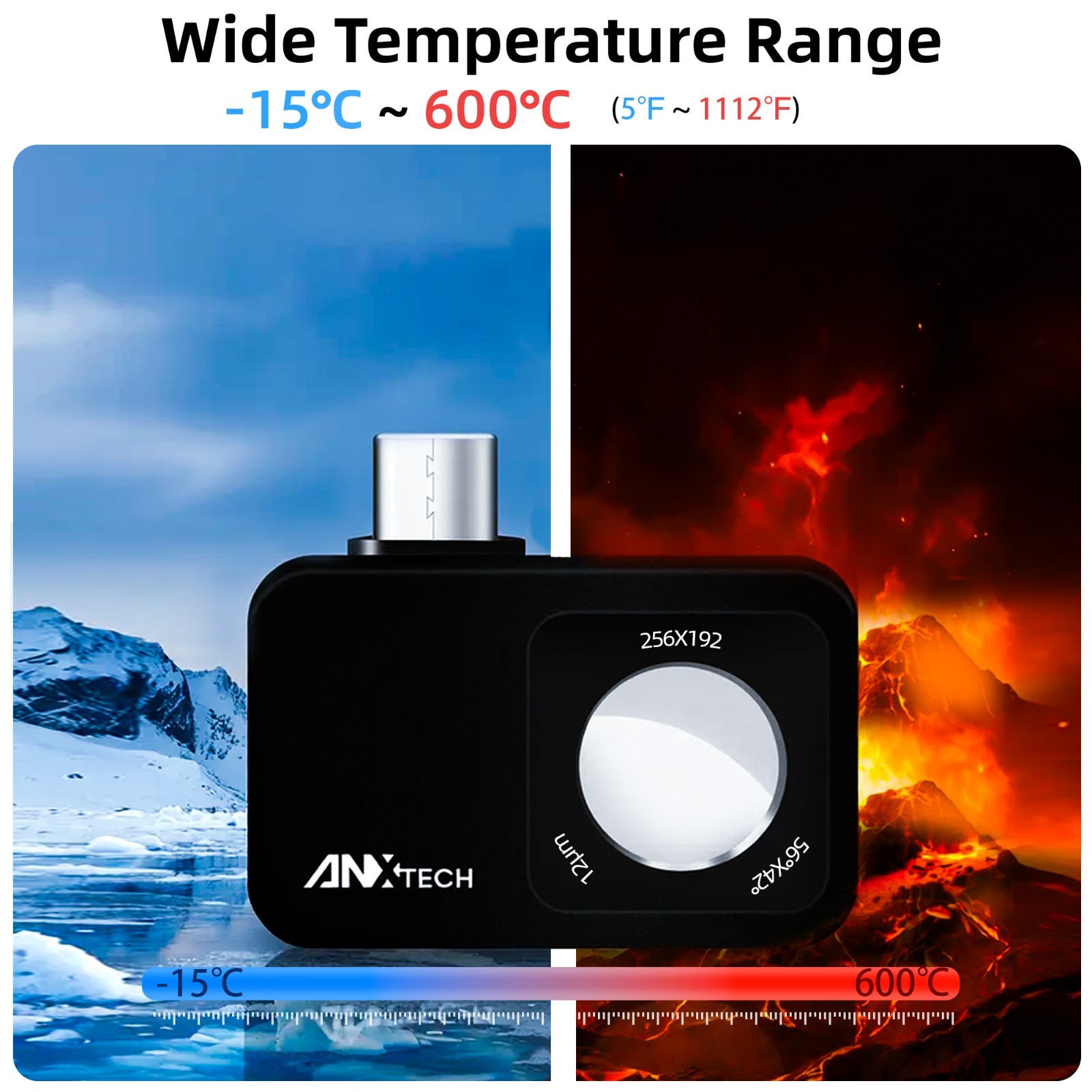 ANXTECH Thermal Camera 512×384 IR Resolution Infrared Camera for Android Pocket