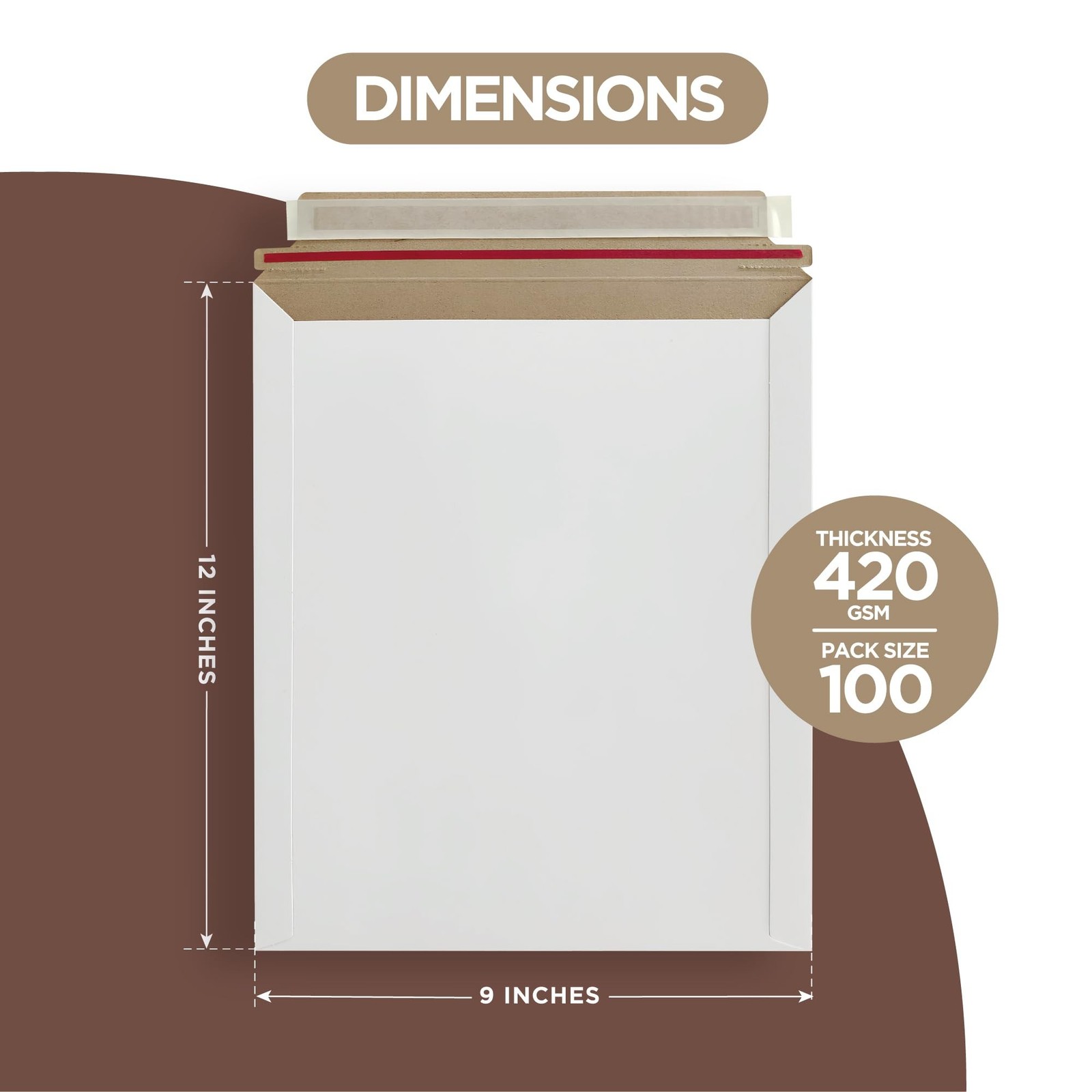 100 Pack Rigid Mailers 9×12 inches – Self Adhesive White Photo Mailers Large–…