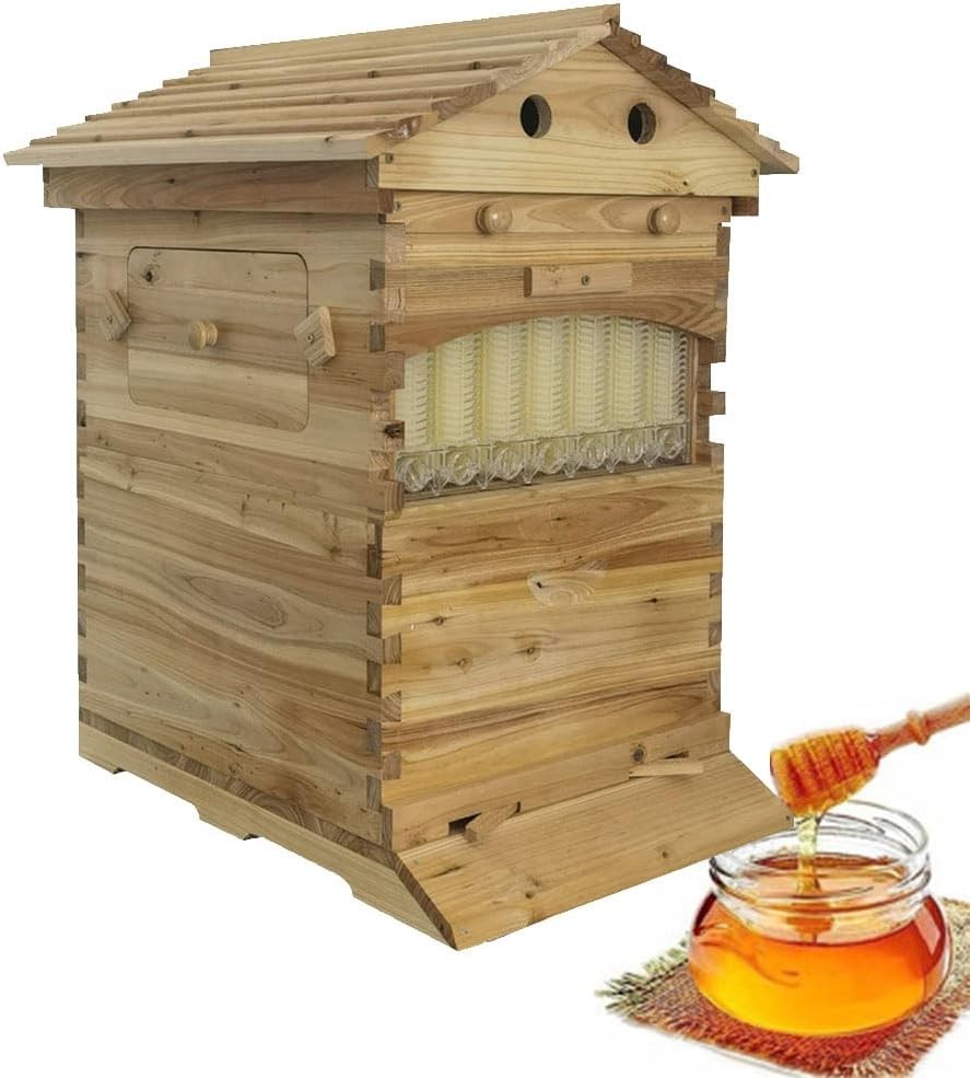 Large Size Bee Hive Beekeeping Kit Wooden bee hive House with 7 Auto Ooze Frames