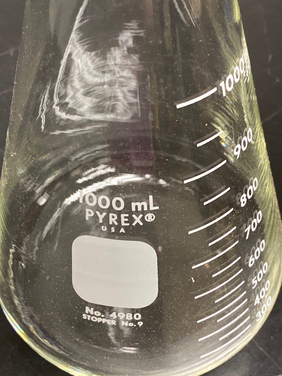 New (4) CORNING PYREX Glass 1000mL 1L Graduated Erlenmeyer Flasks 4980-1L