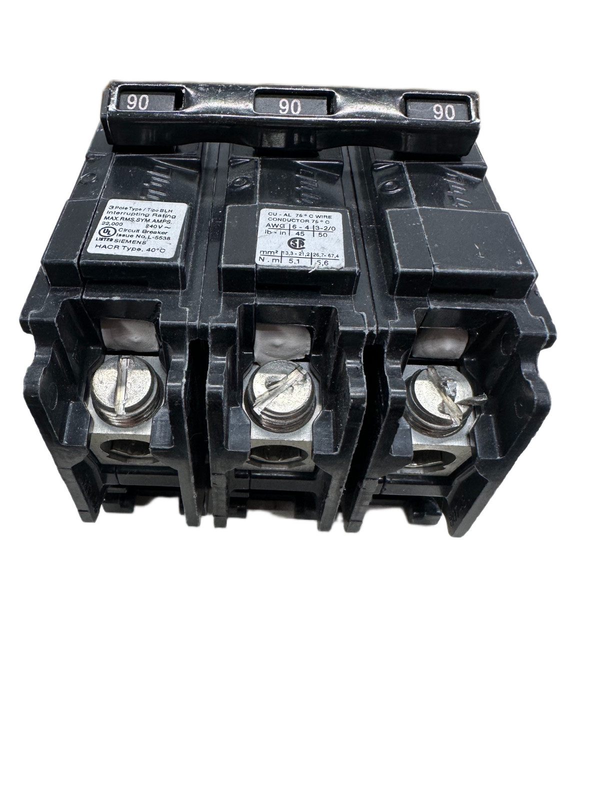 SIEMENS B390H 90A 240VAC 3POLE TYPE BLH CIRCUIT BREAKER 🔥 Fast Shipping 🔥