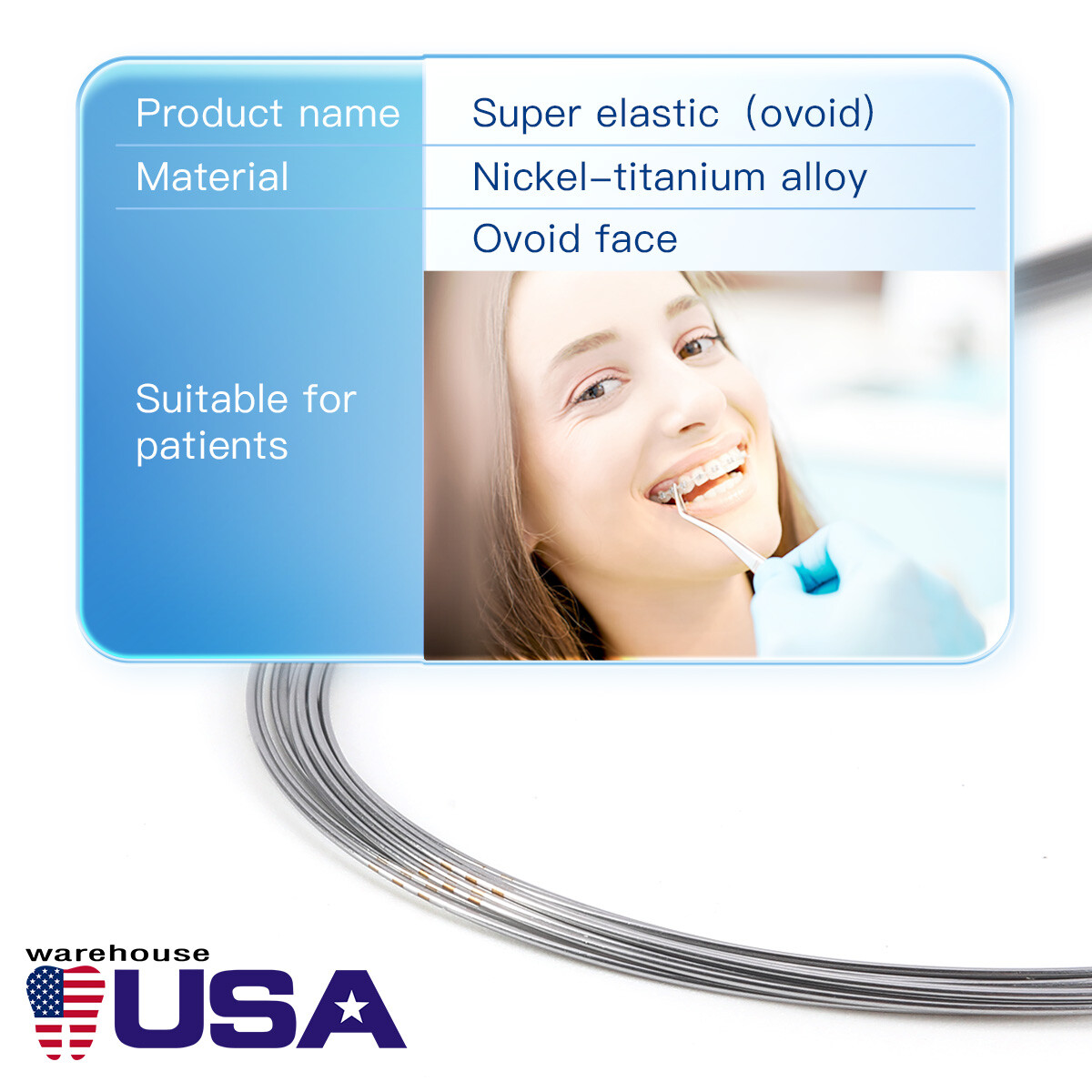 AZDENT Ortodoncia Dental Super Elástico Niti Redondo Arco Alambres para Bracket
