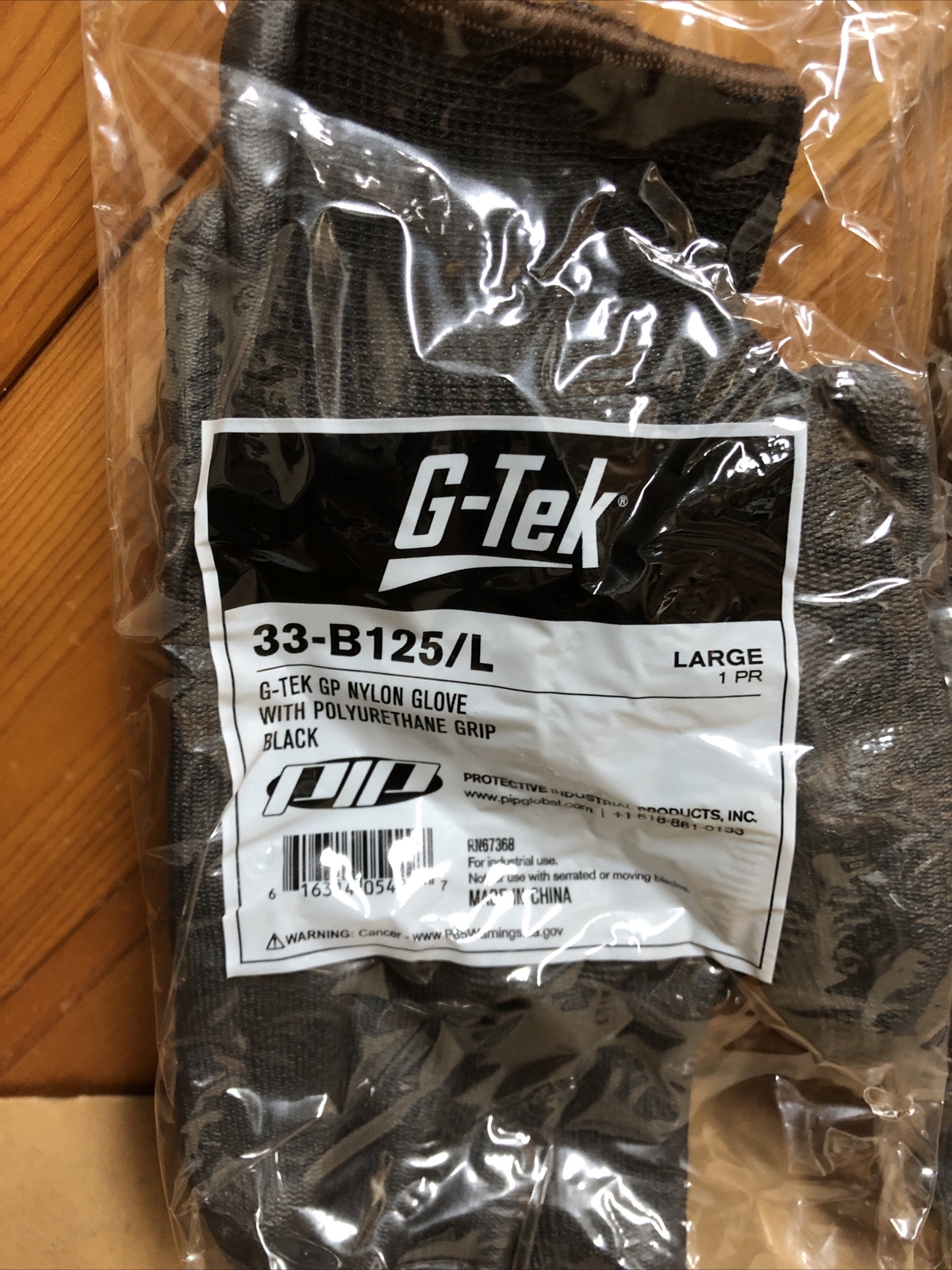 2 Pairs PIP G-Tek 33-B125/L GP Nylon Gloves Polyurethane Grip Large Black New