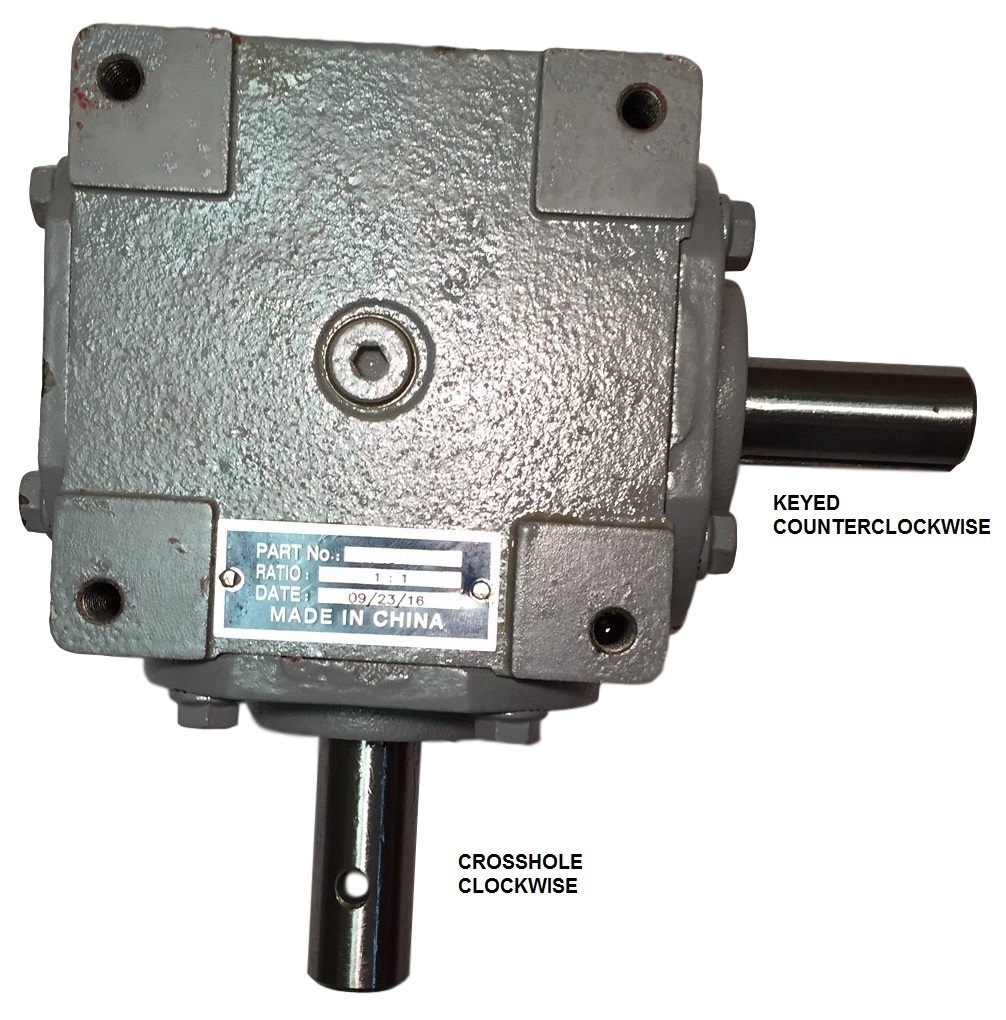 40 HP Right Angle Bevel Gearbox w/Crosshole & Keyed Shaft CW/CCW 1:1