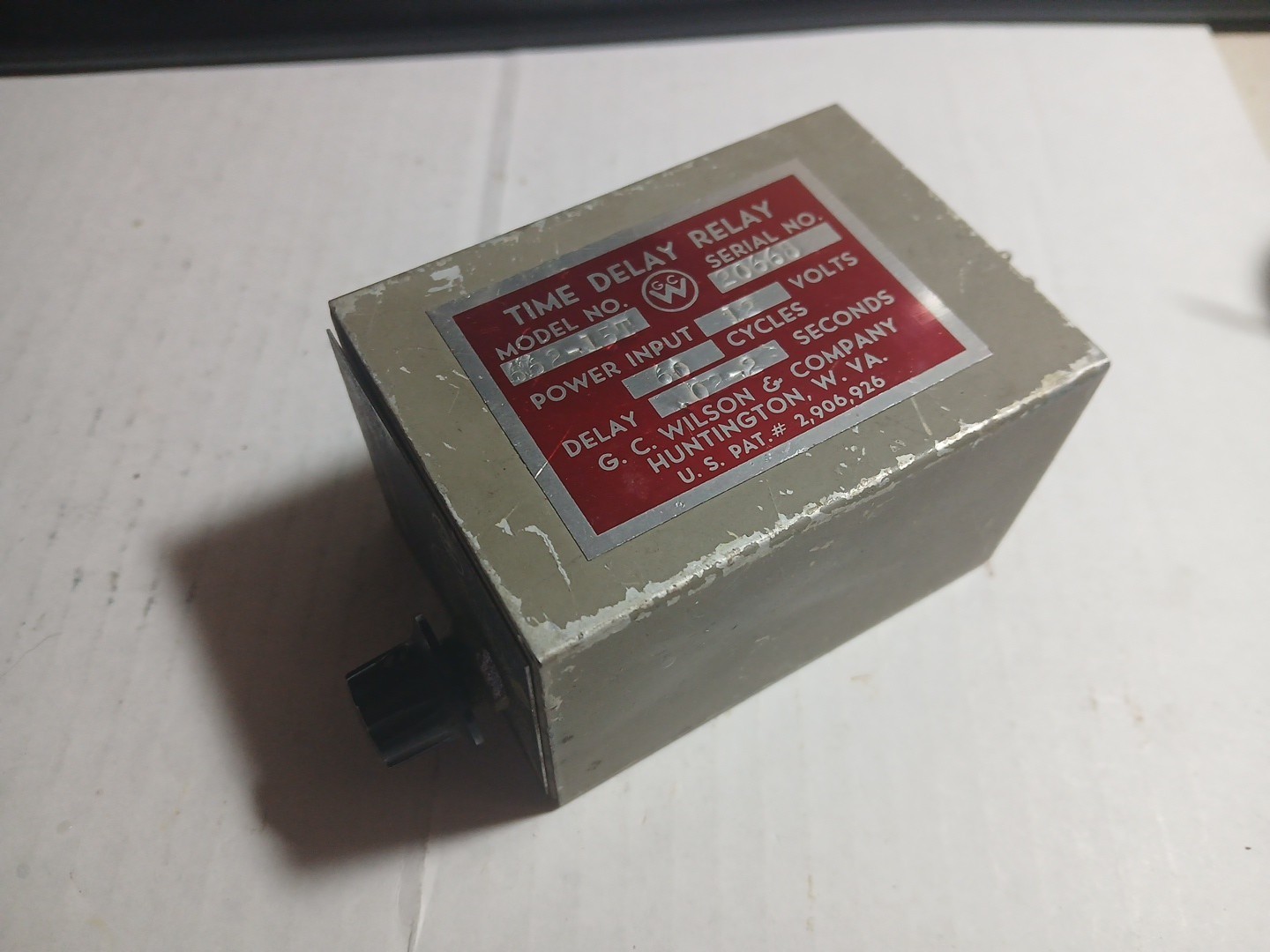 G C WILSON TIME DELAY RELAY 662-15T 12V 12VAC .02-2s 2 Seconds