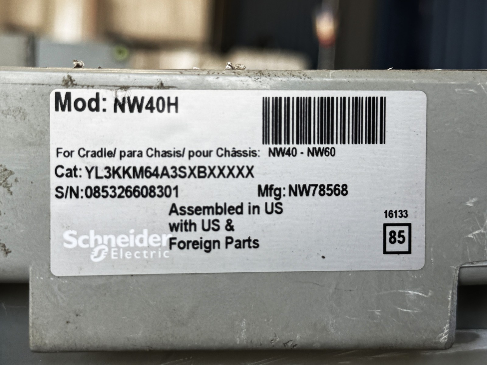 Square D Masterpact NW40H 4000A Draw-Out Circuit Breaker with Micrologic 6.0 P