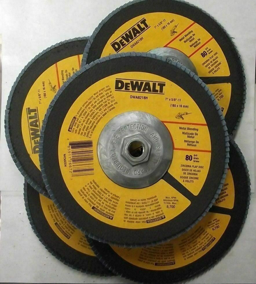 Dewalt DWA8218H 7″ x 5/8″-11 80 Grit Zirconia T27 Flap Disc 5 Pack