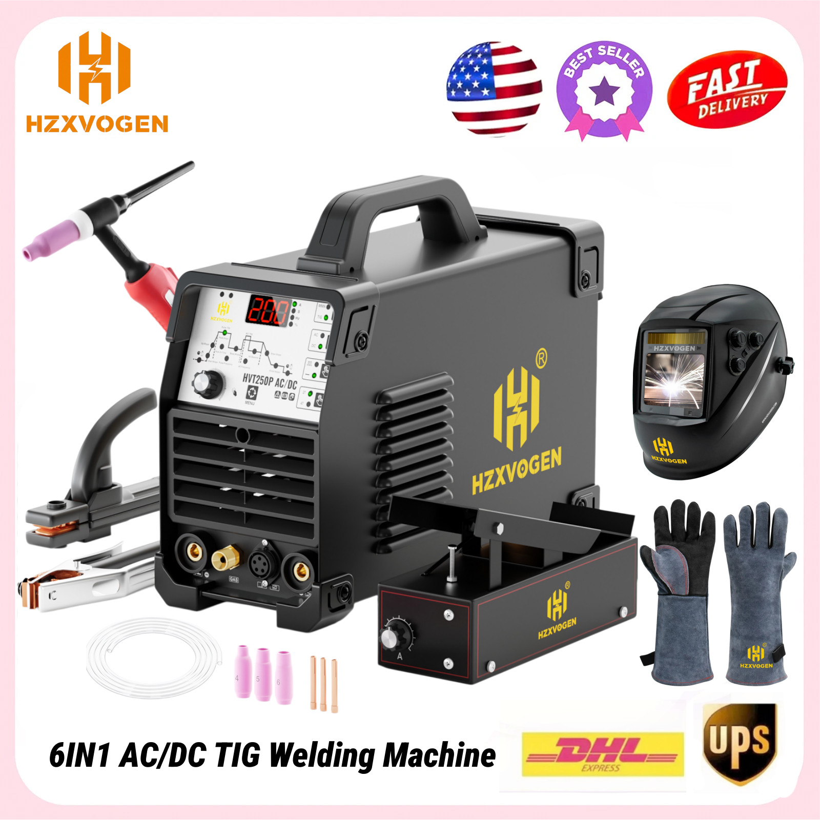 110V/220V 200A AC/DC TIG Welder HF Pulse Alu TIG ARC IGBT Welding KIT Foot Pedal