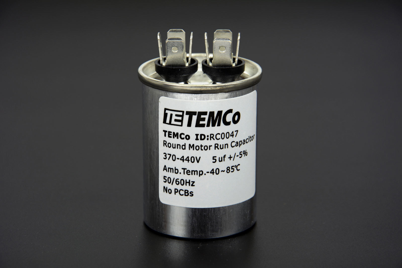 TEMCo 5 uf/MFD 370-440 VAC volts Round Run Capacitor 50/60 Hz -Lot-5
