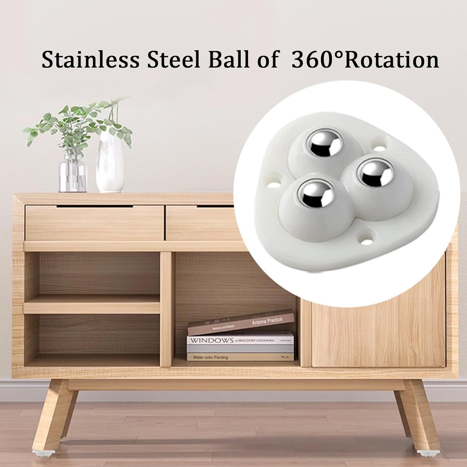 20 pcs Mini Swivel Caster Wheels Self Adhesive Stainless Steel Rolles