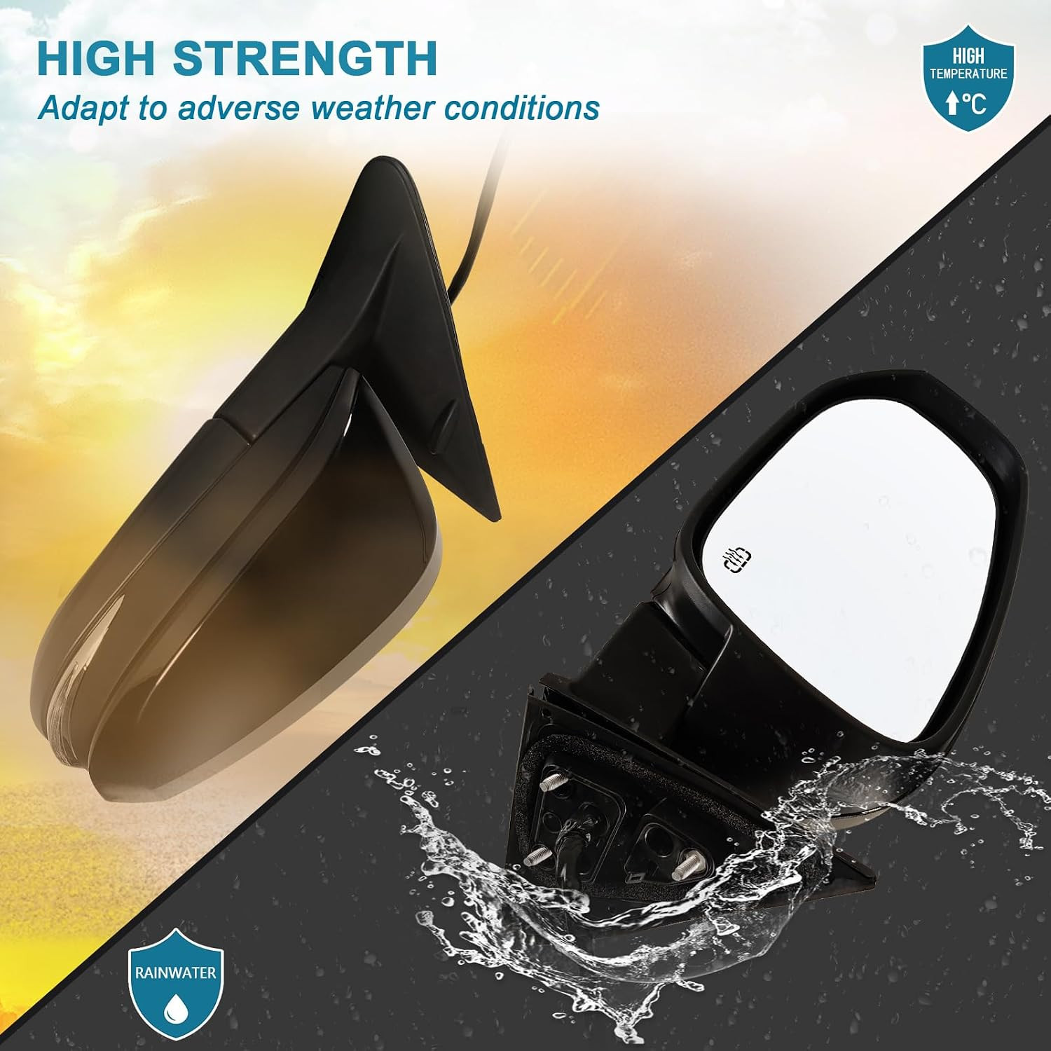 Left Driver Side Mirror Fits 2014-2019 Toyota Highlander with Power Glass, Heate