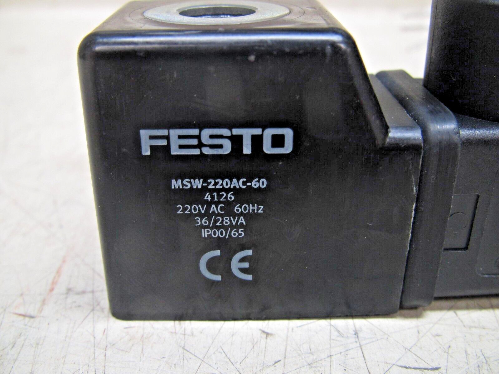 Lot Of 2 Festo Solenoid Valve 220V AC 60Hz 36/28VA IP00/65 P/N: MSW-220AC-60