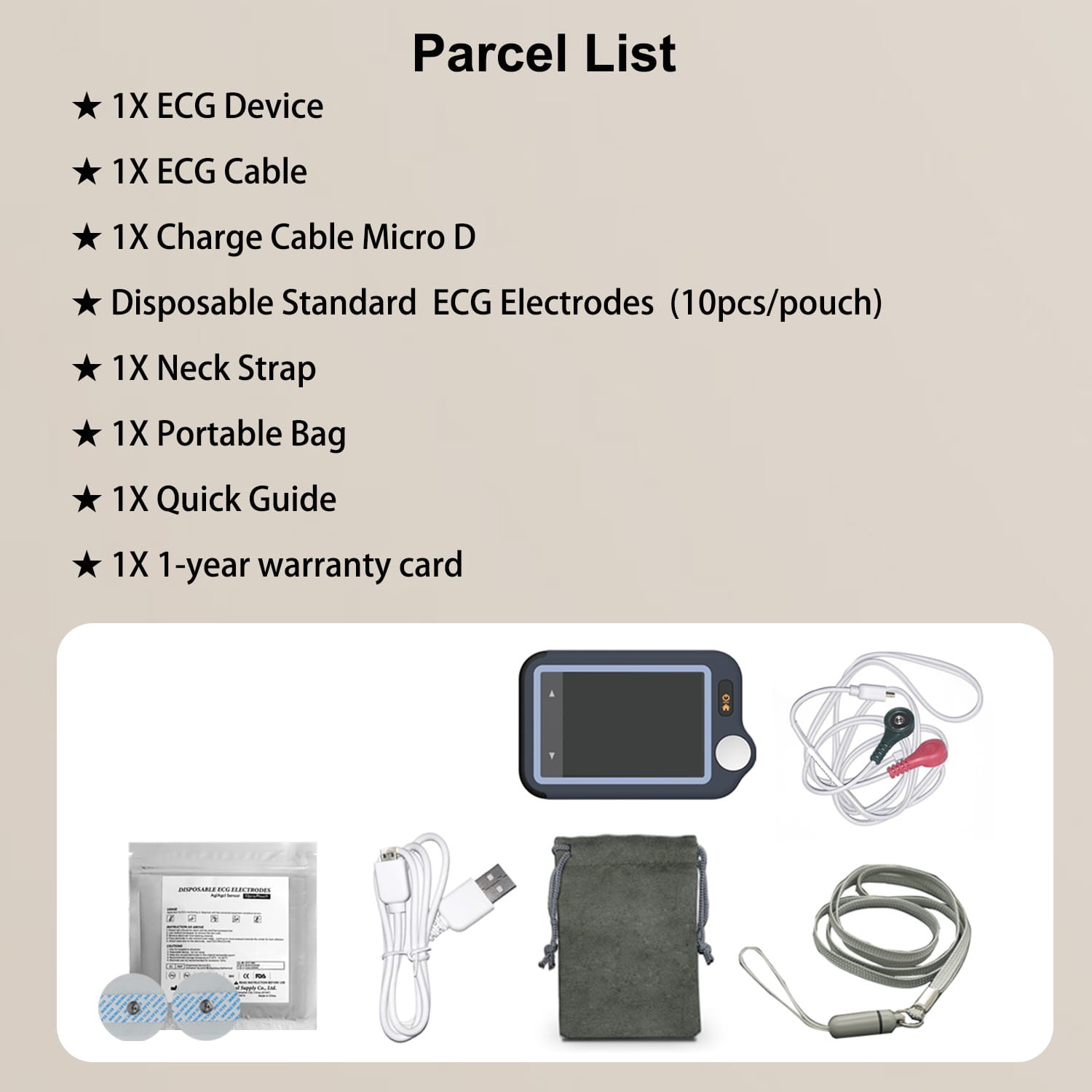 ECG EKG Monitor Heart Monitor with free AI ECG Analysis 30s/60s/5min Recording